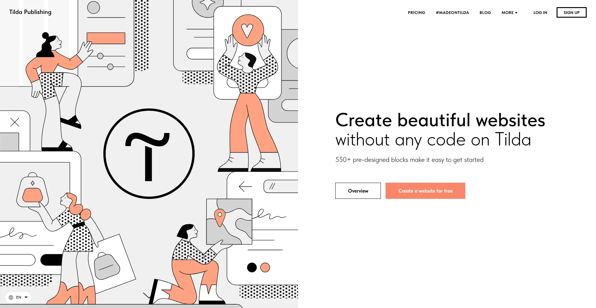 Website screenshot of Tilda.cc