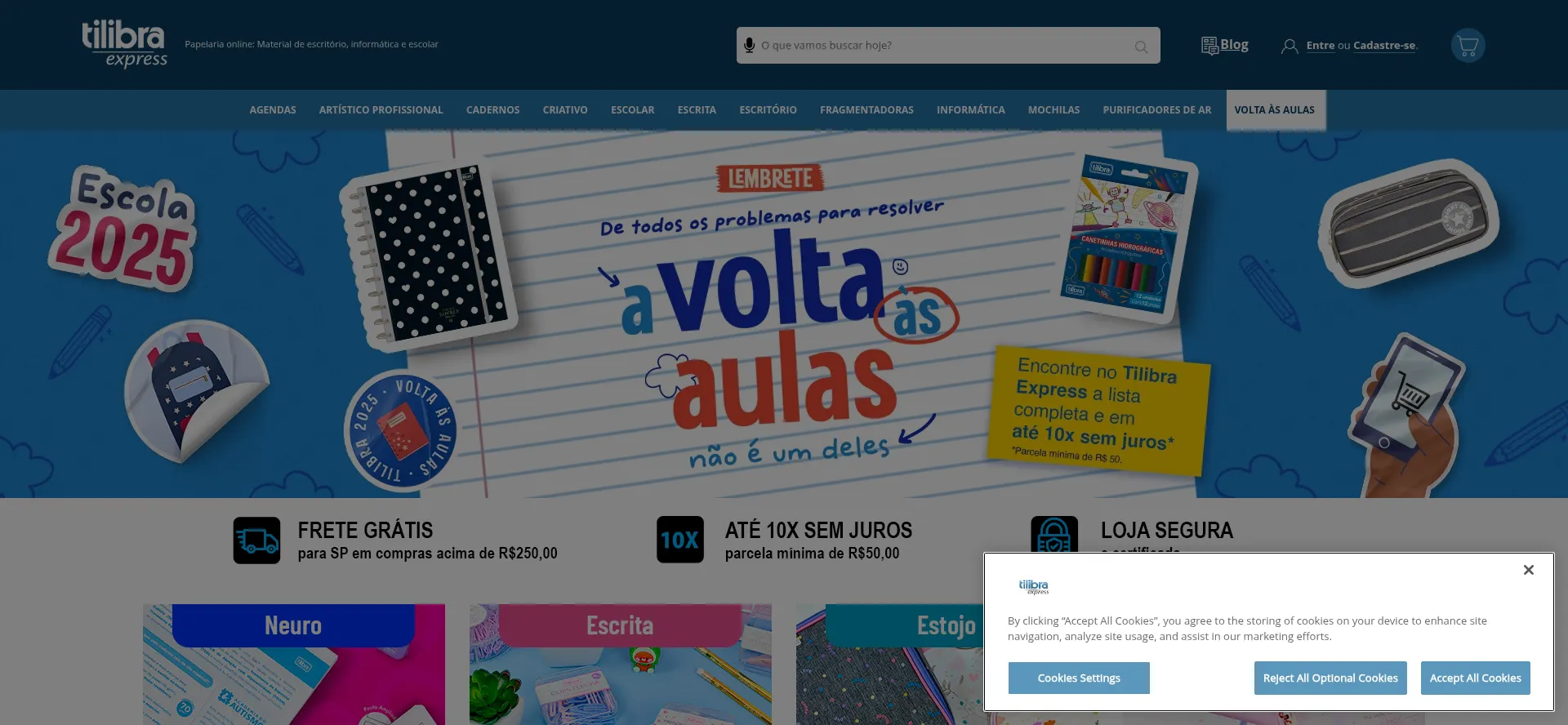 Website screenshot of Tilibraexpress.com.br