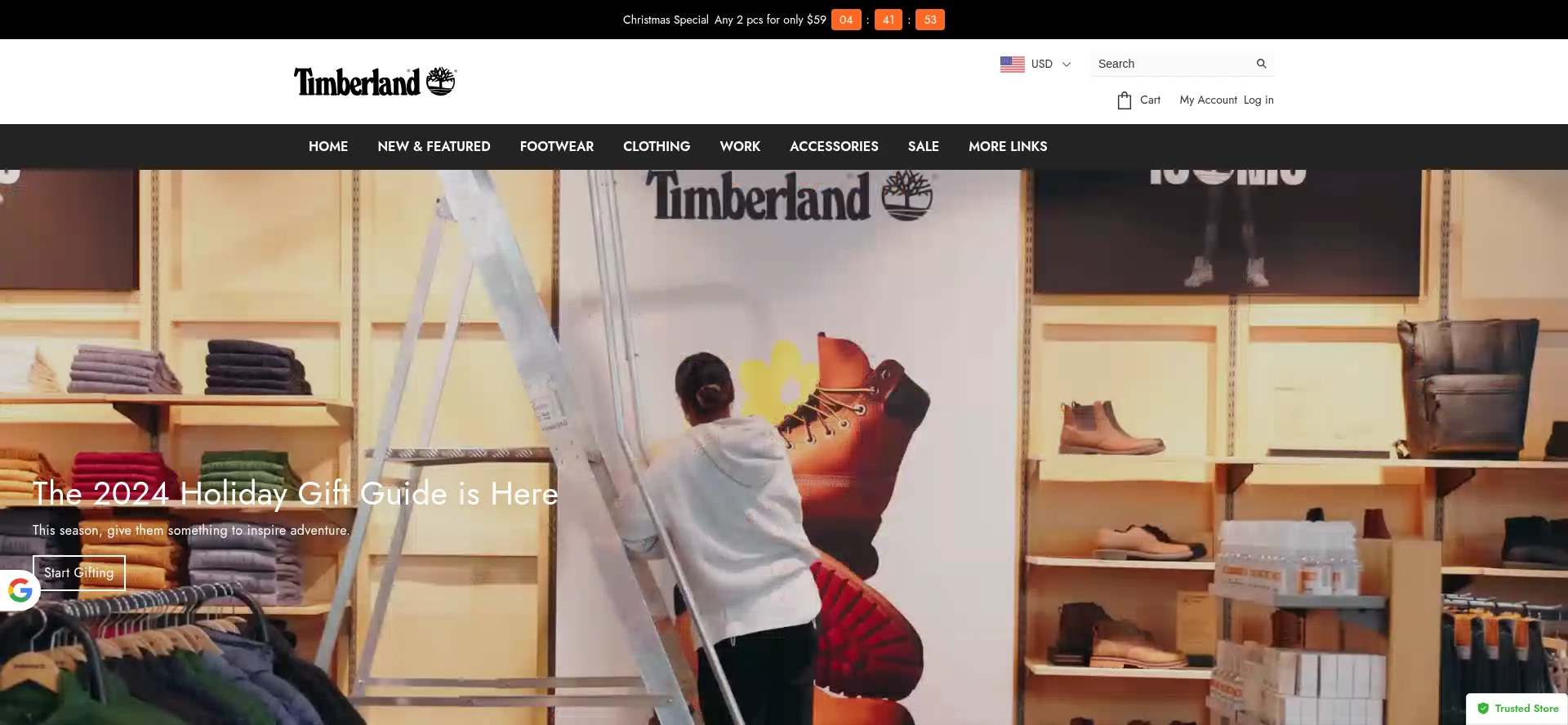 Website screenshot of Timberland-shoes-us.com