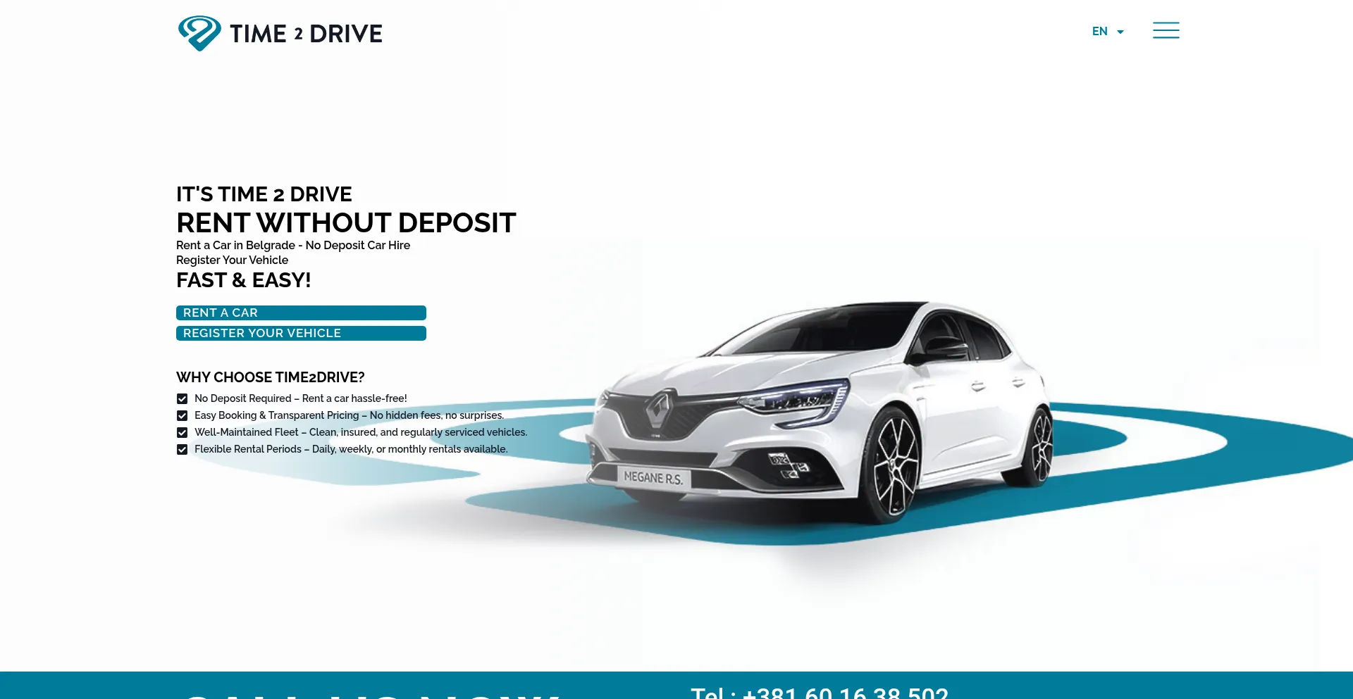 Website screenshot of Time2drive.rs