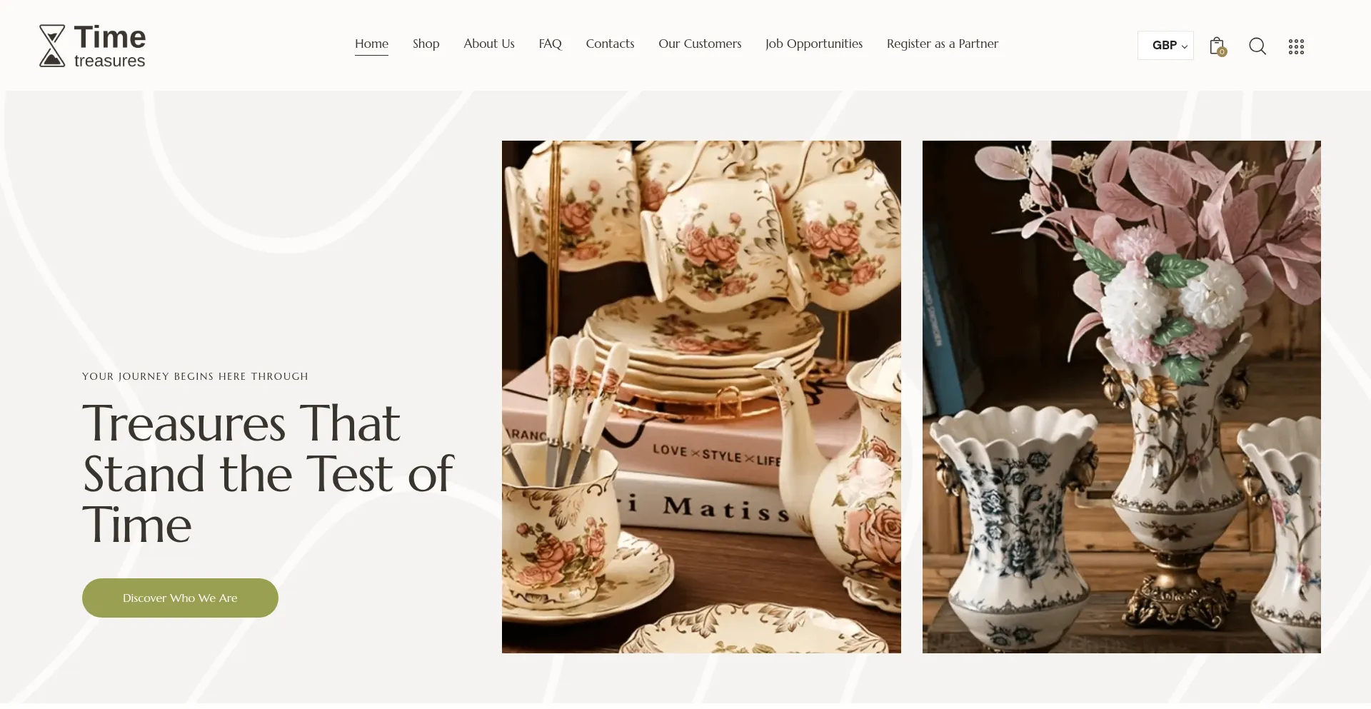 Website screenshot of Time-treasures.co.uk