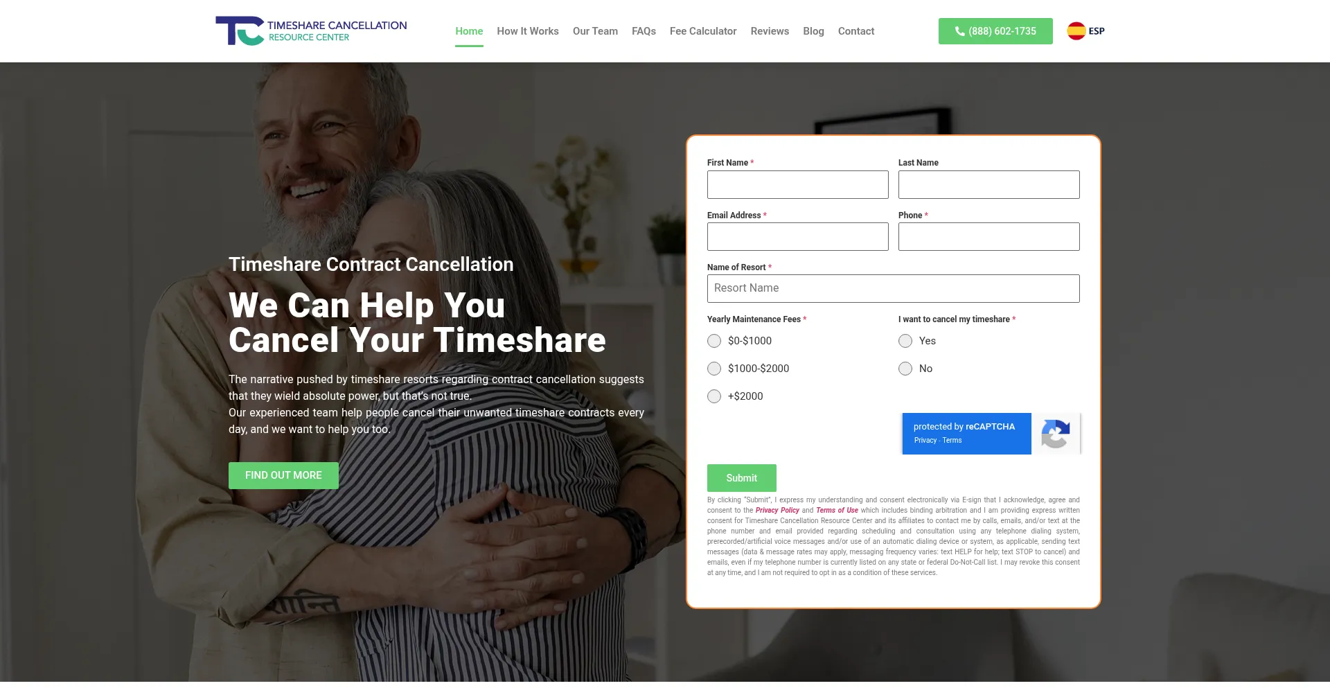 Website screenshot of Timesharecancellationrc.com