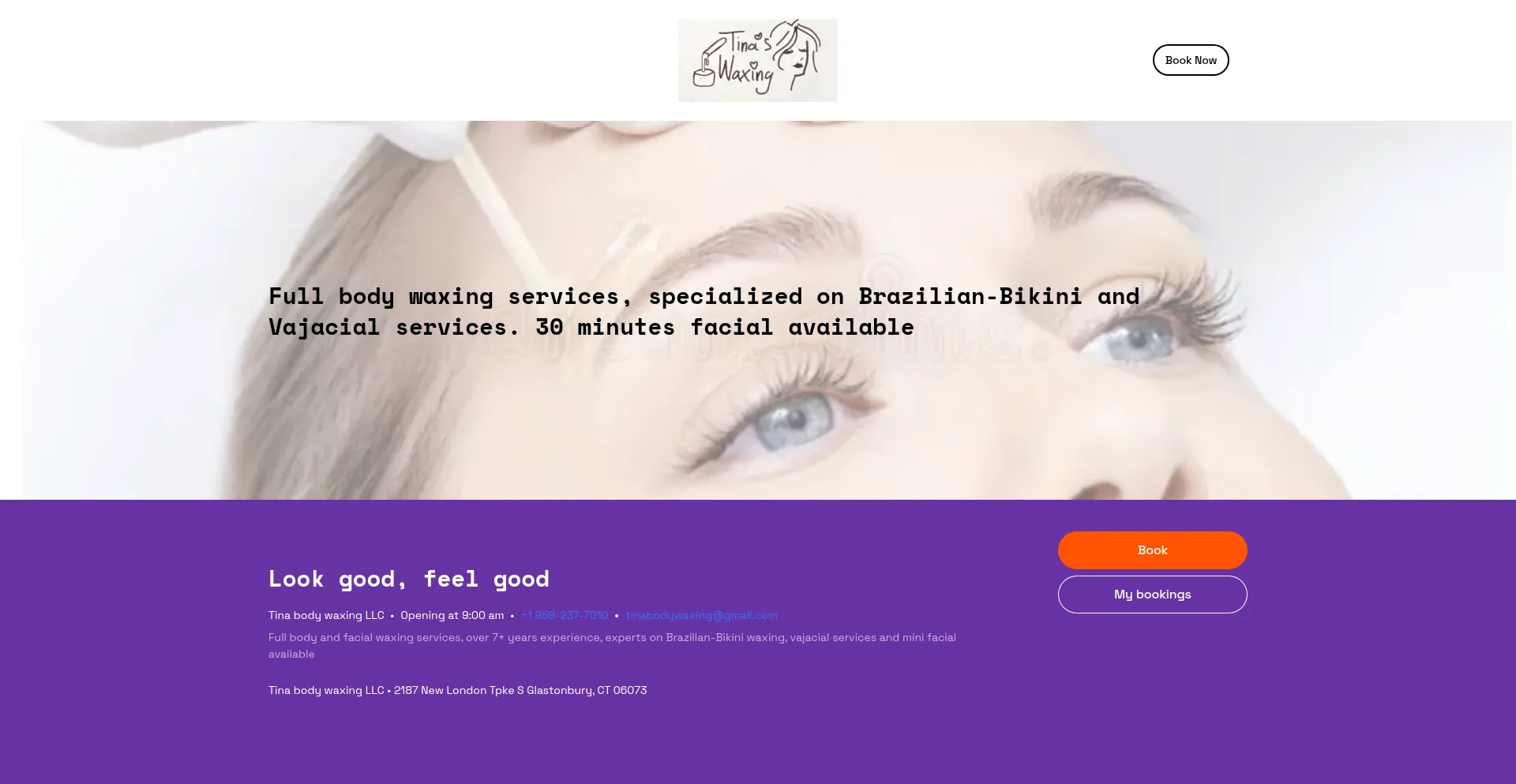 Website screenshot of Tinabodywaxing.com