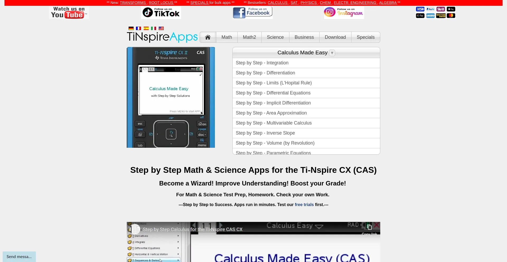 Website screenshot of Tinspireapps.com