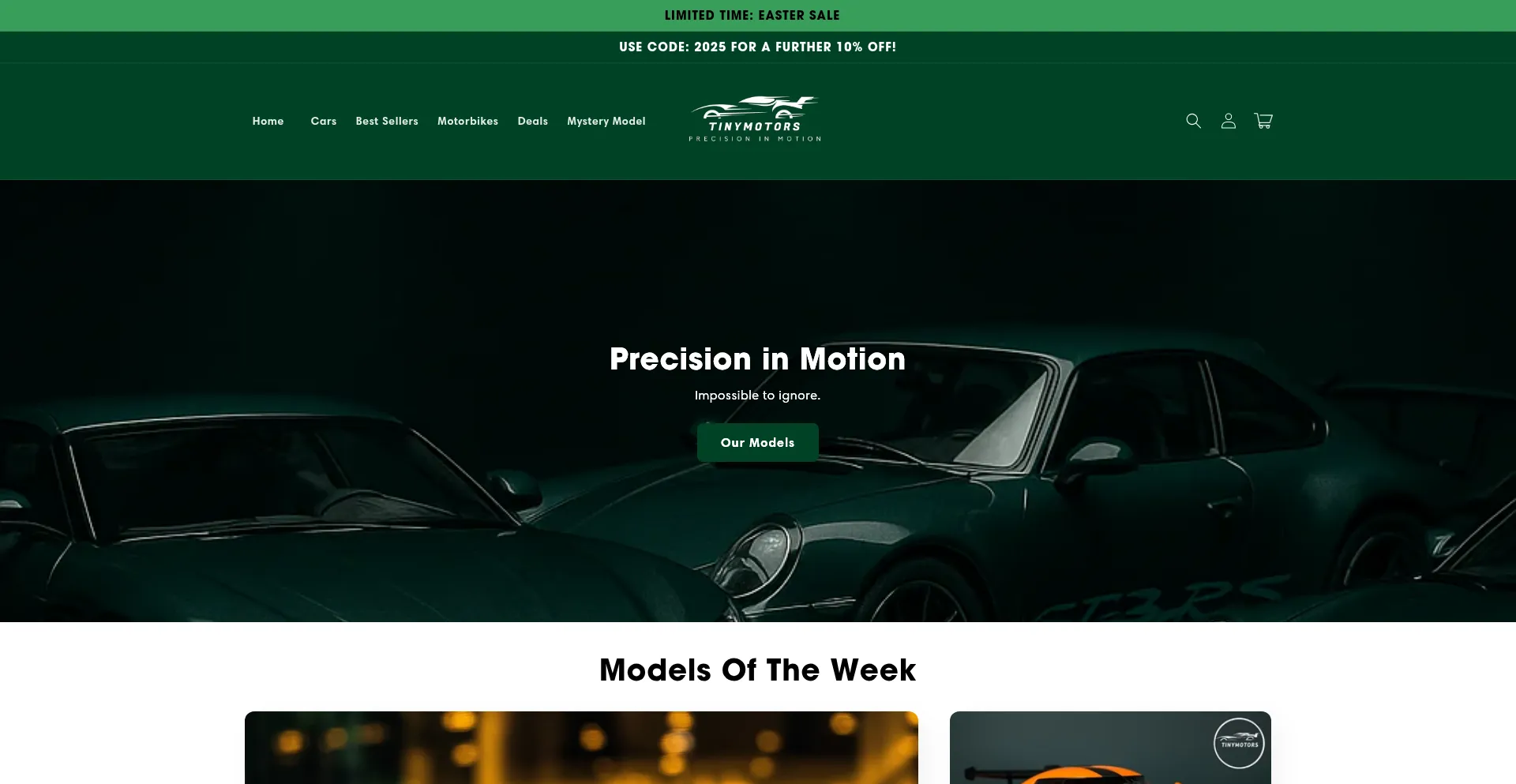 Website screenshot of Tinymotormodels.com