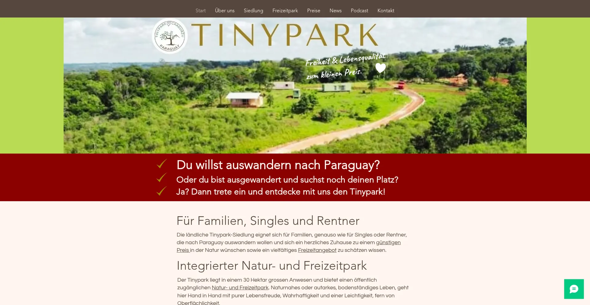 Website screenshot of Tinypark-paraguay.com