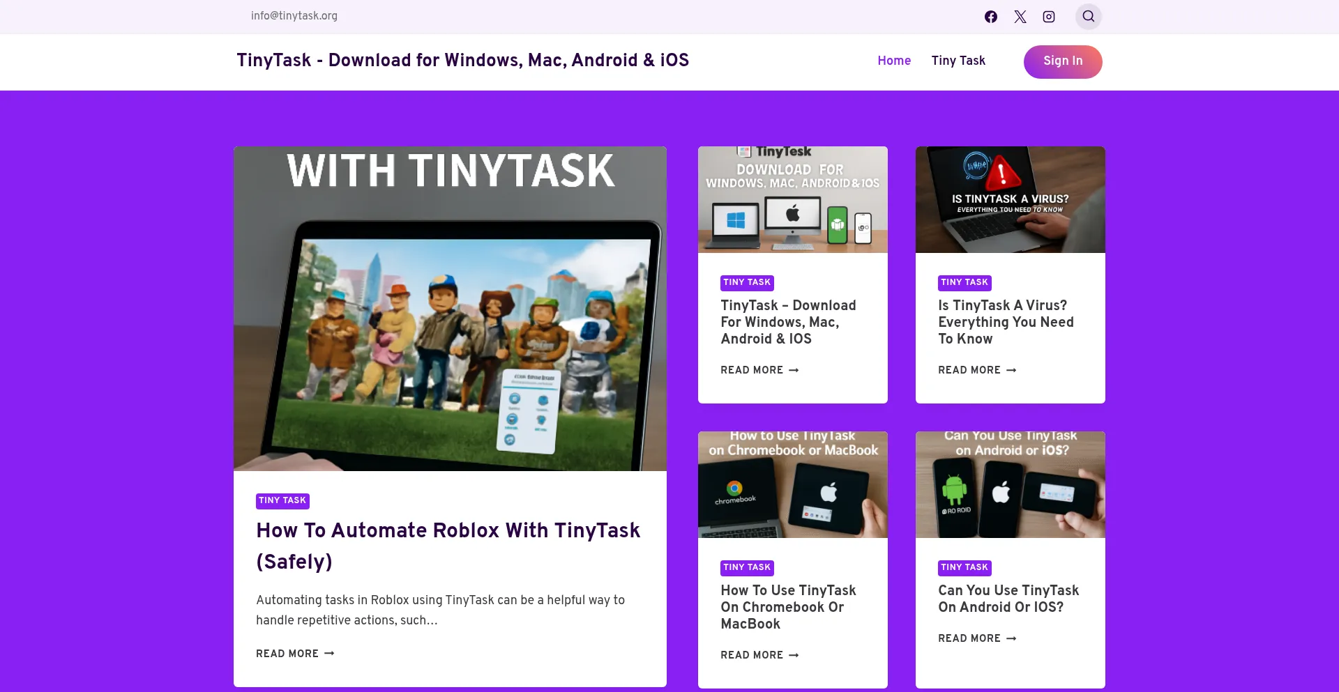 Website screenshot of Tinytask.org