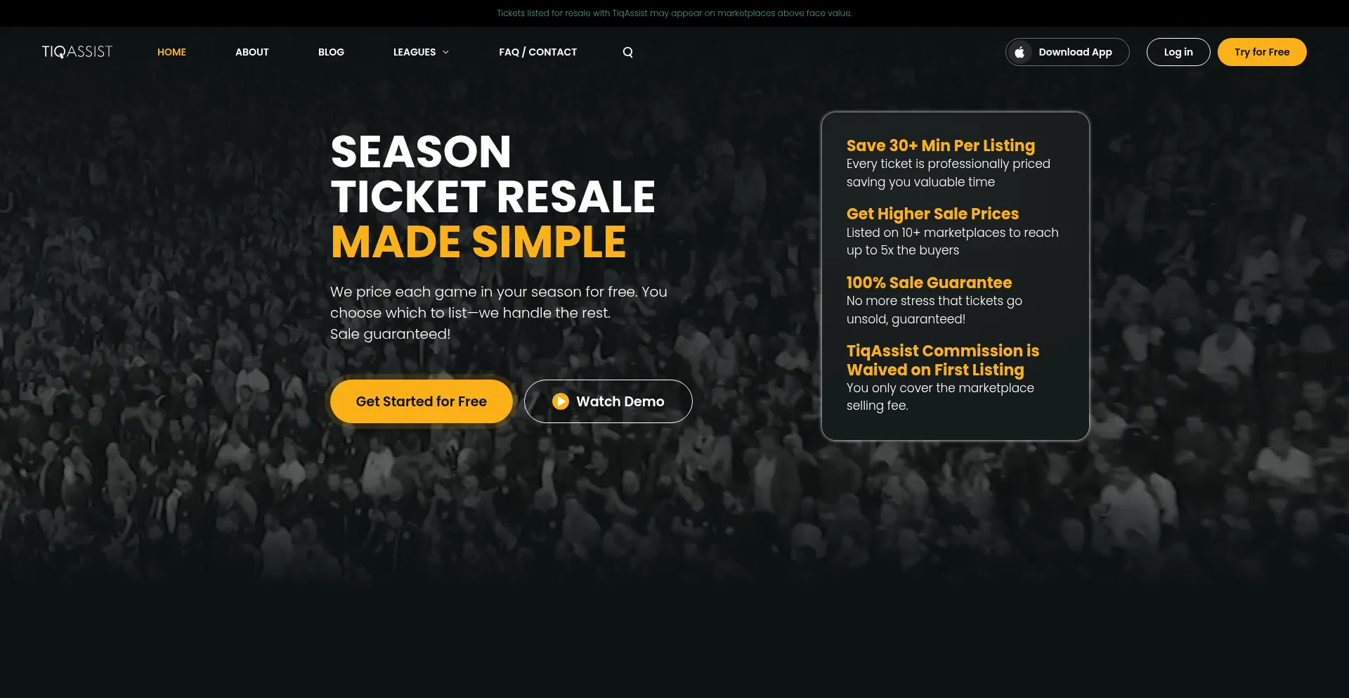 Tiqassist.com Screenshot