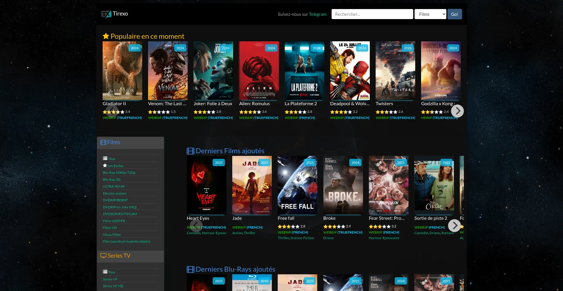 Website screenshot of Tirexo.pictures