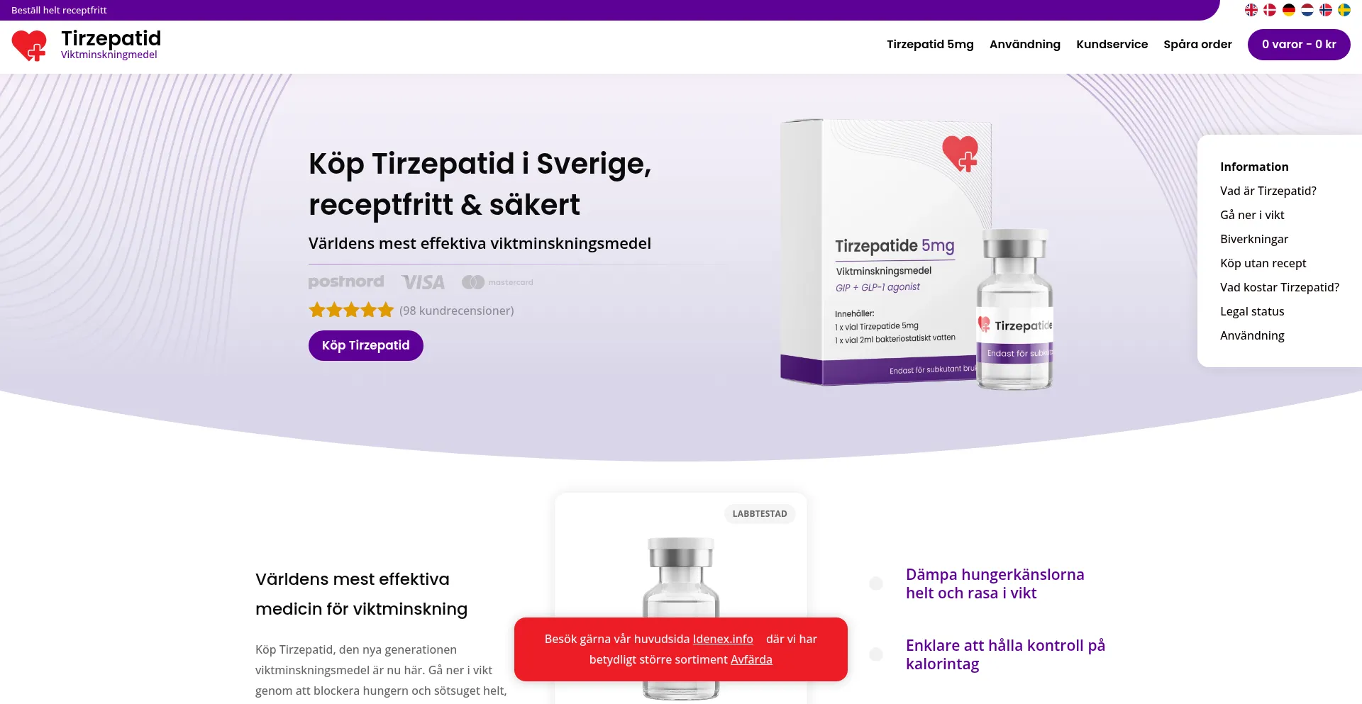 Website screenshot of Tirzepatid.icu