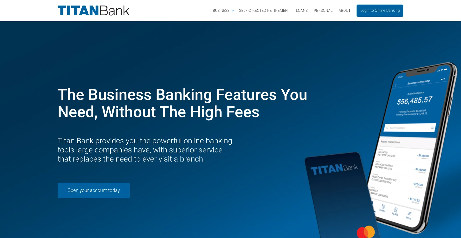 Website screenshot of Titanbank.com