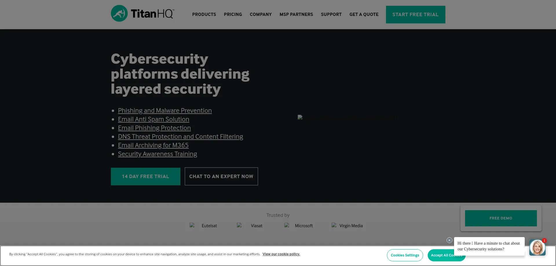 Website screenshot of Titanhq.com