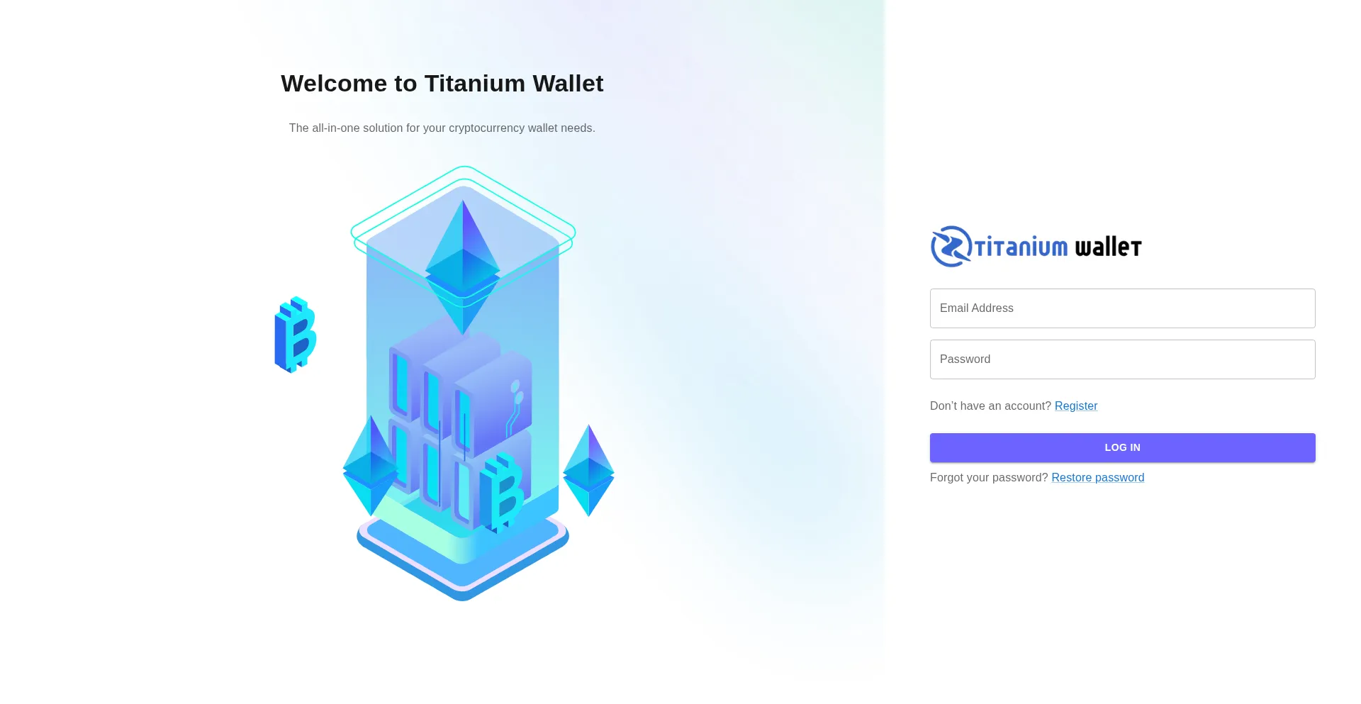 Website screenshot of Titanium-wallet.co