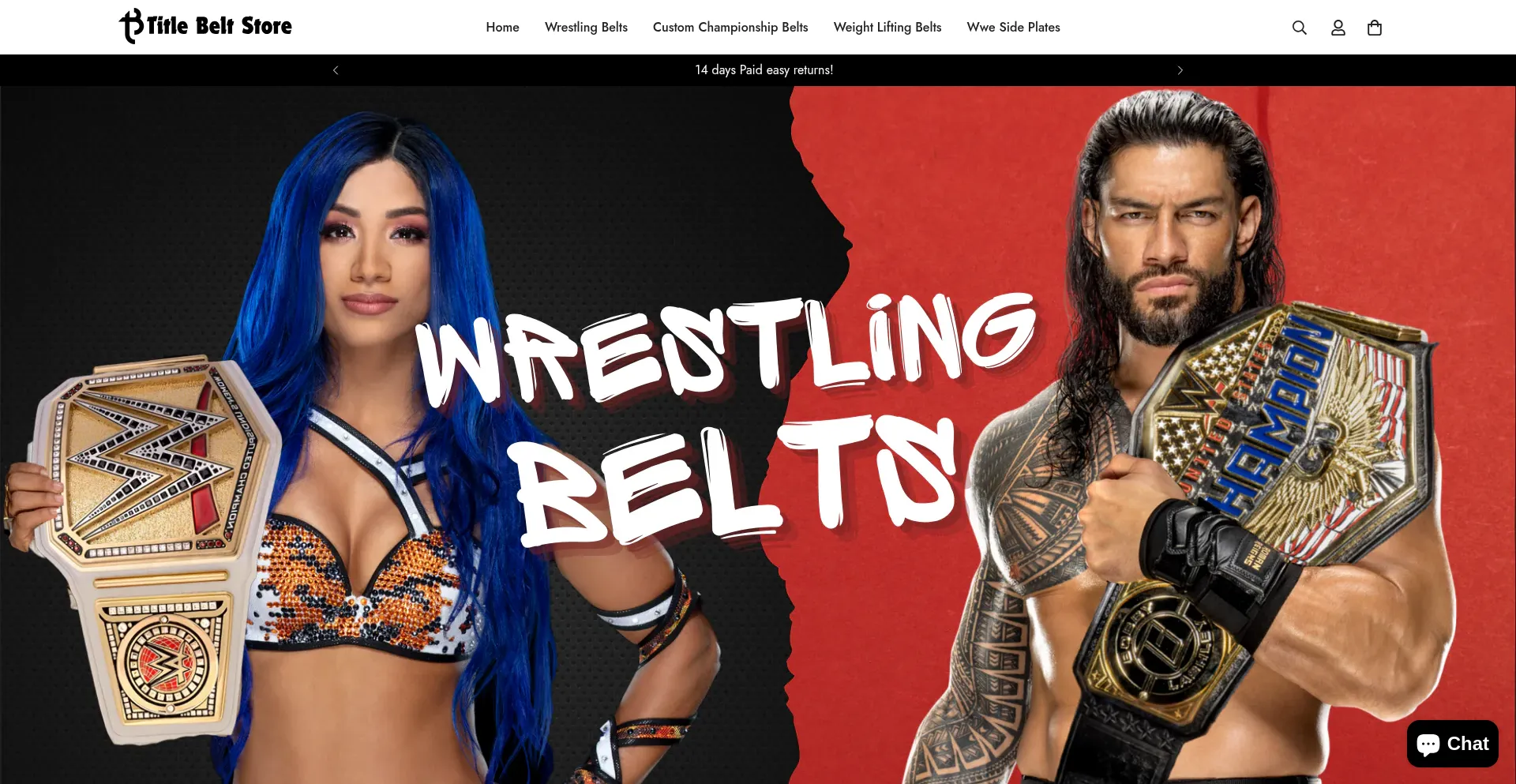 Website screenshot of Titlebeltstore.com