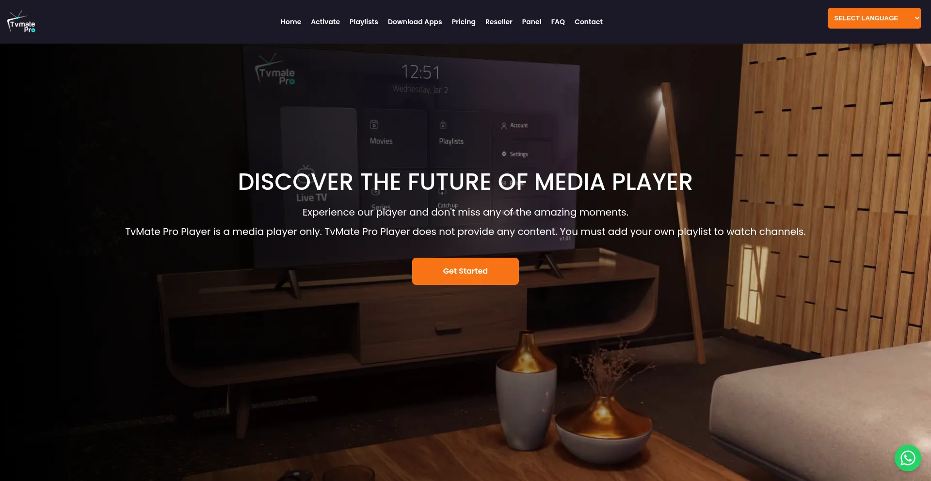 Website screenshot of Tivimateiptvpro.com