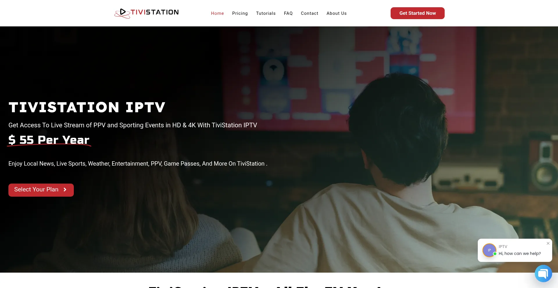 Website screenshot of Tivistation.live