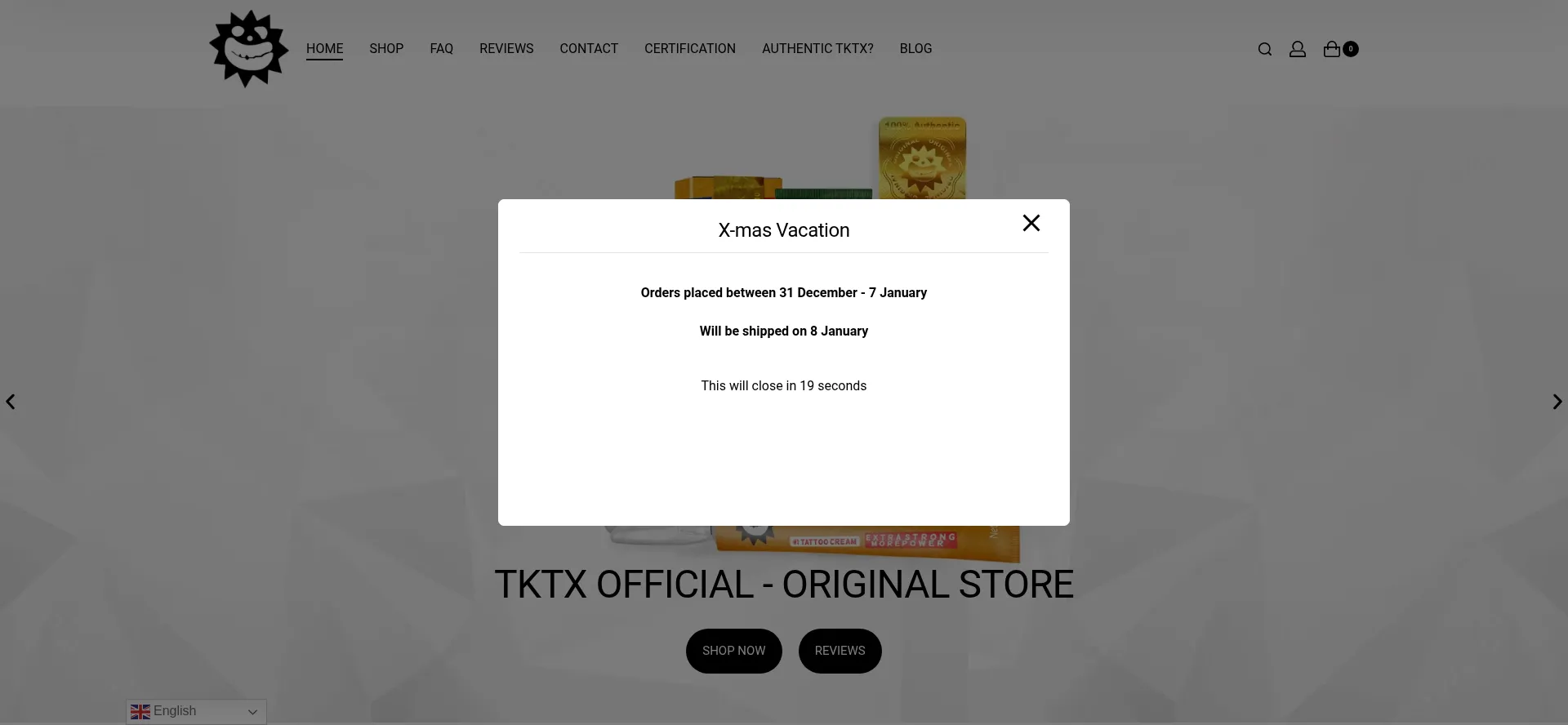 Website screenshot of Tktx.co