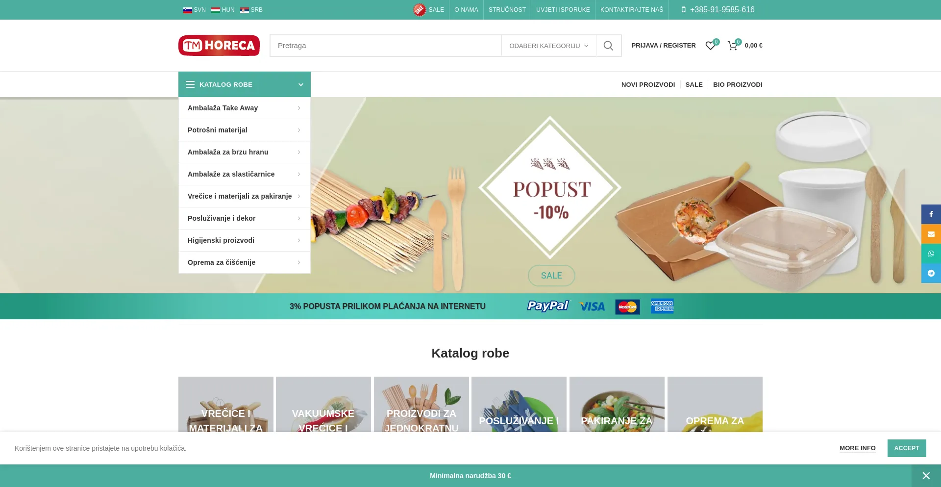 Website screenshot of Tm-horeca.hr