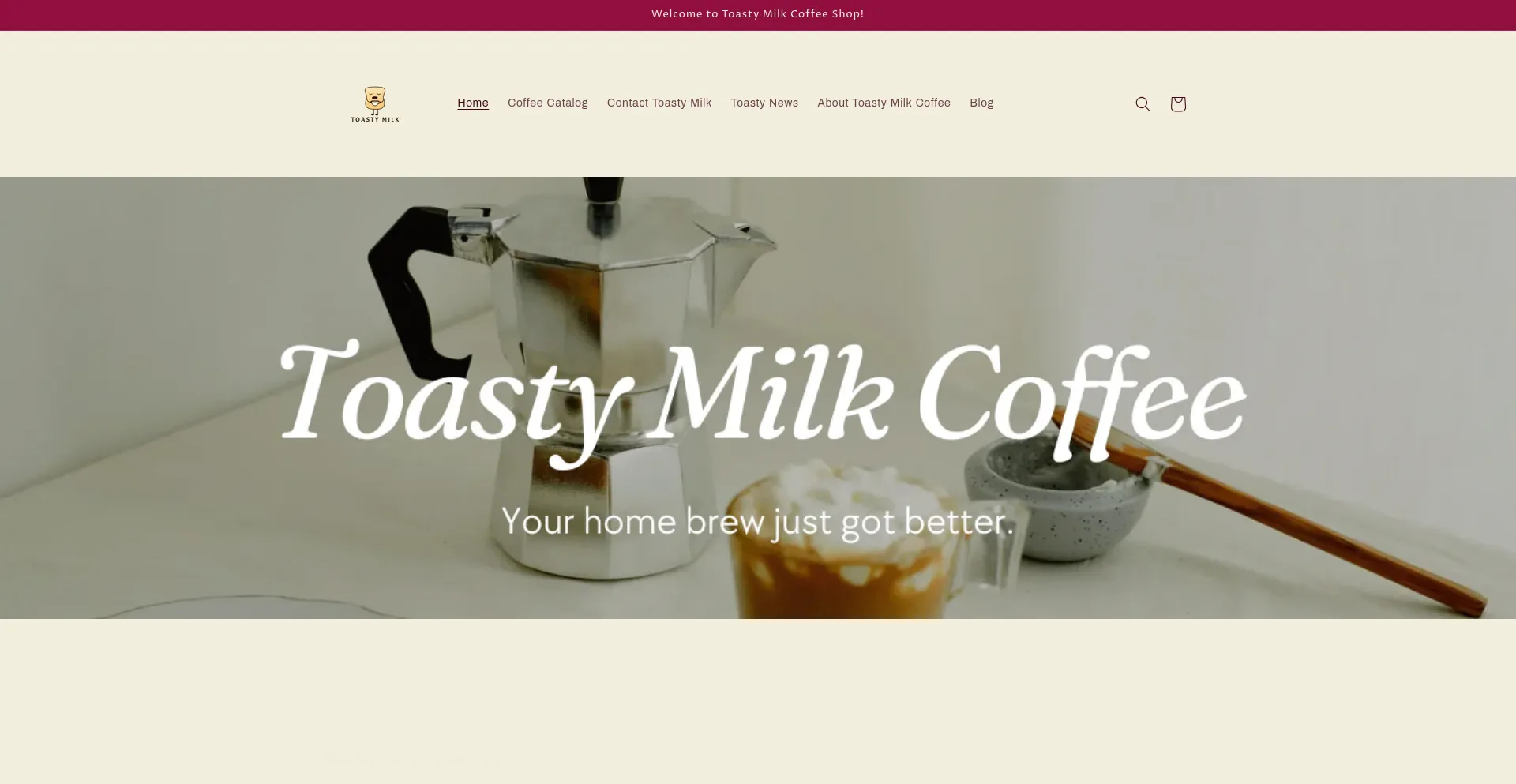 Website screenshot of Toastymilk.com