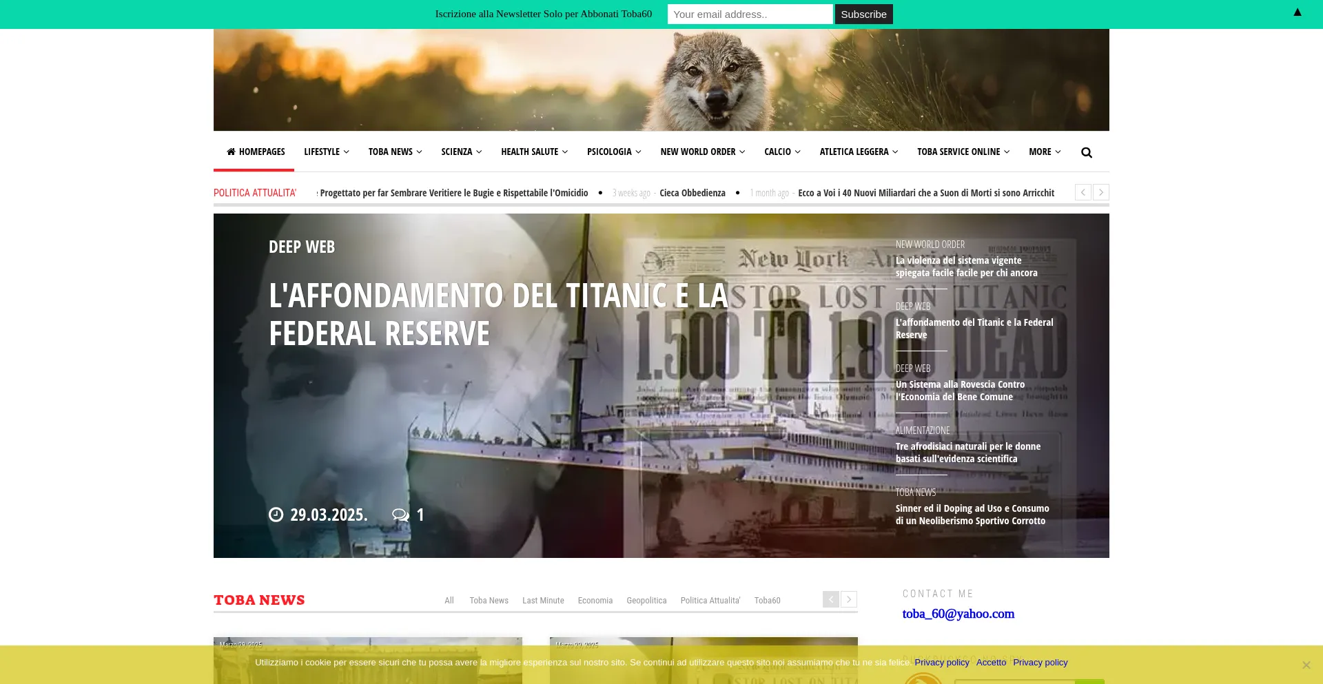 Website screenshot of Toba60.com