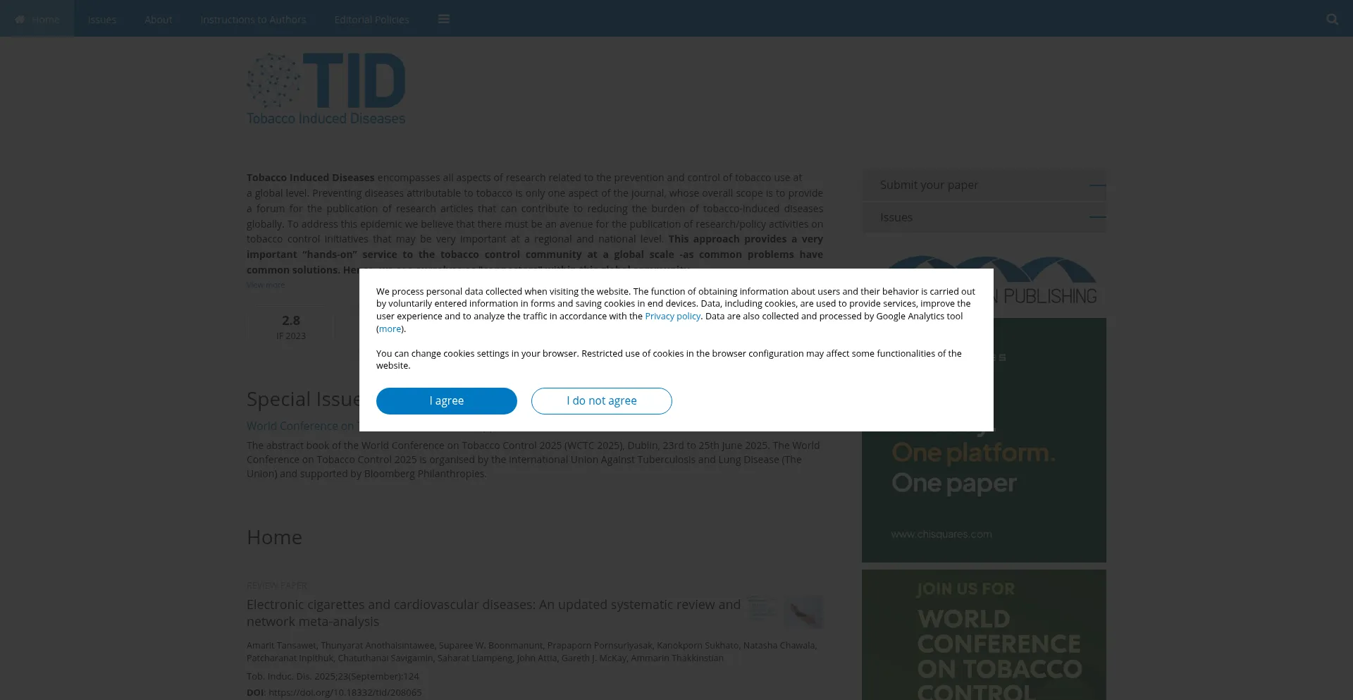 Website screenshot of Tobaccoinduceddiseases.com