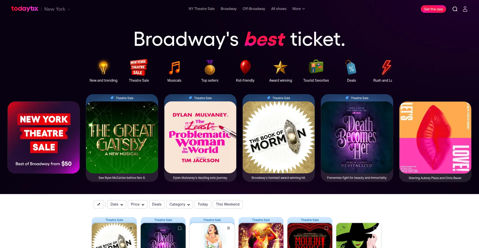 Todaytix.com Screenshot