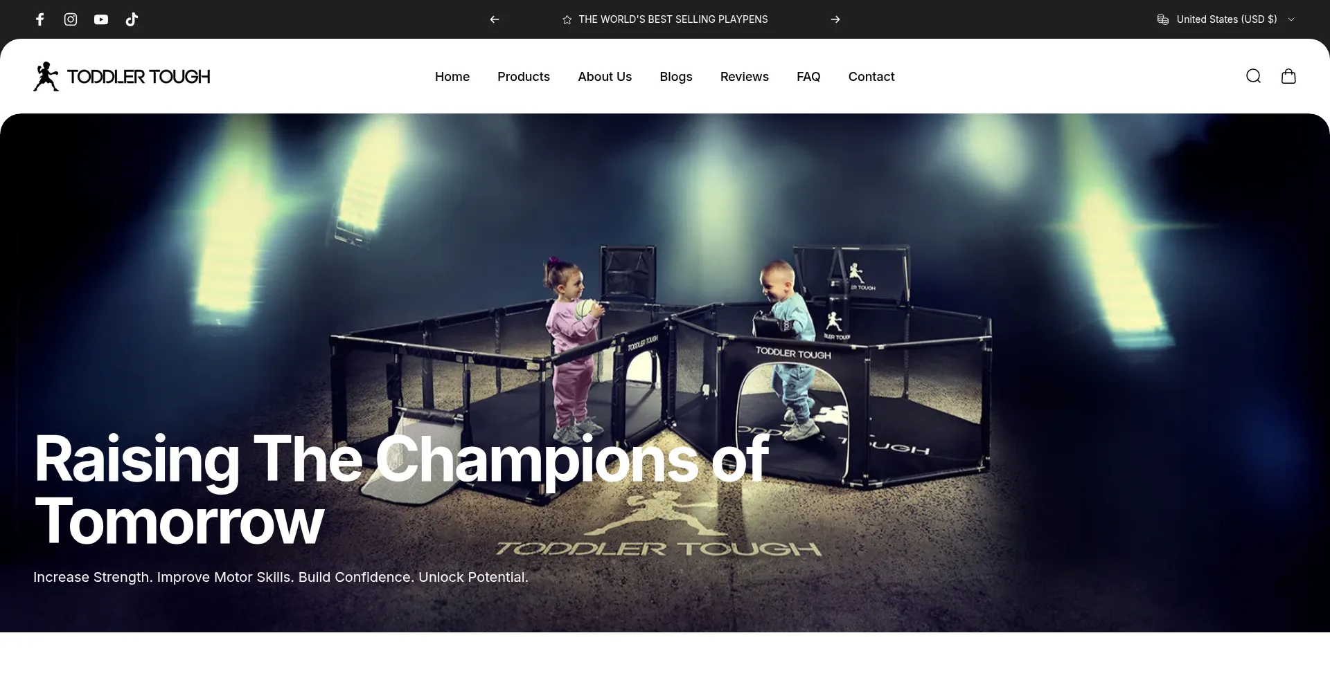 Website screenshot of Toddlertough.com.au