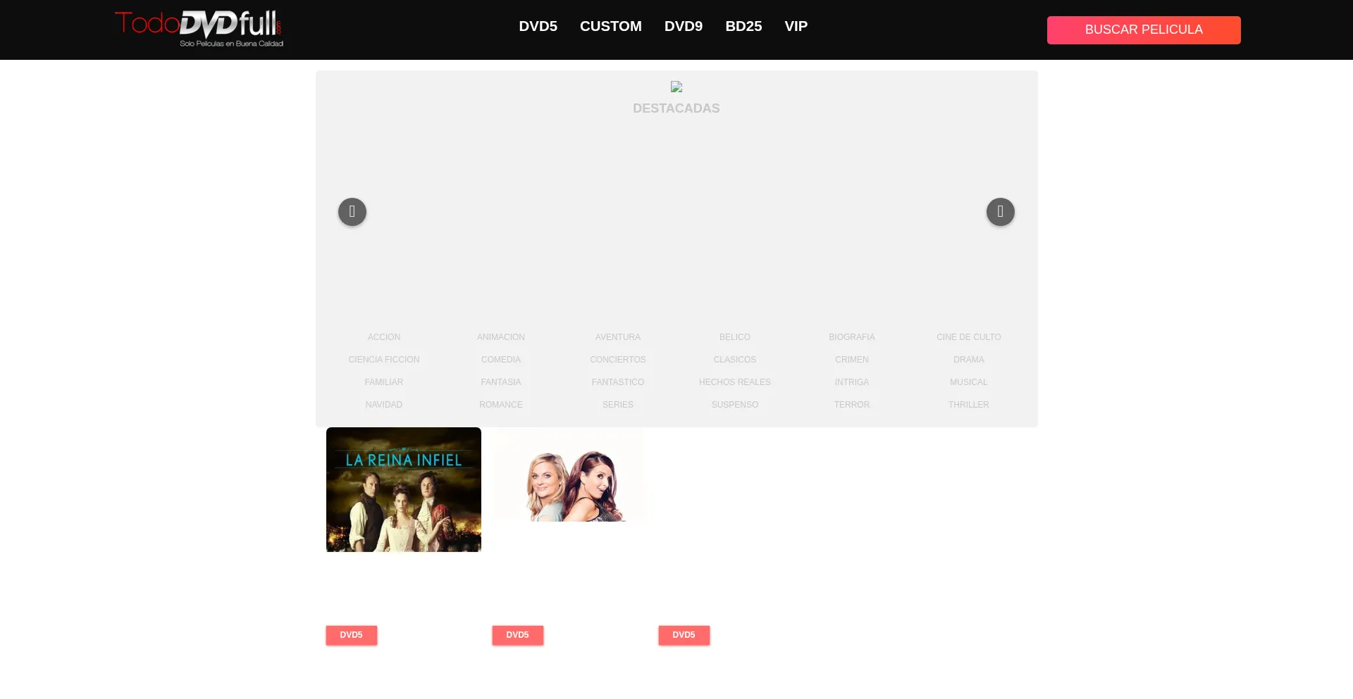 Website screenshot of Tododvdfull.com