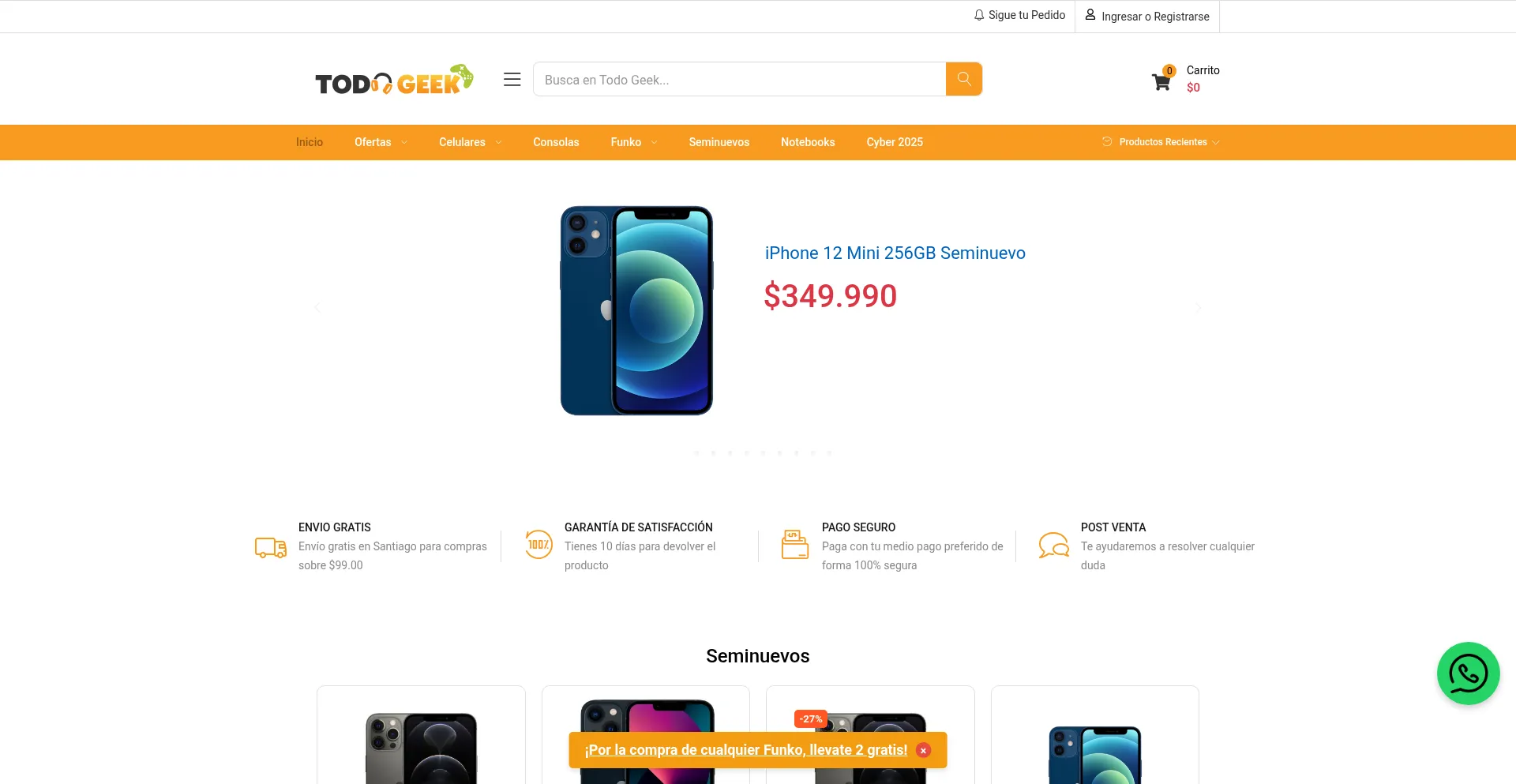 Website screenshot of Todogeek.cl