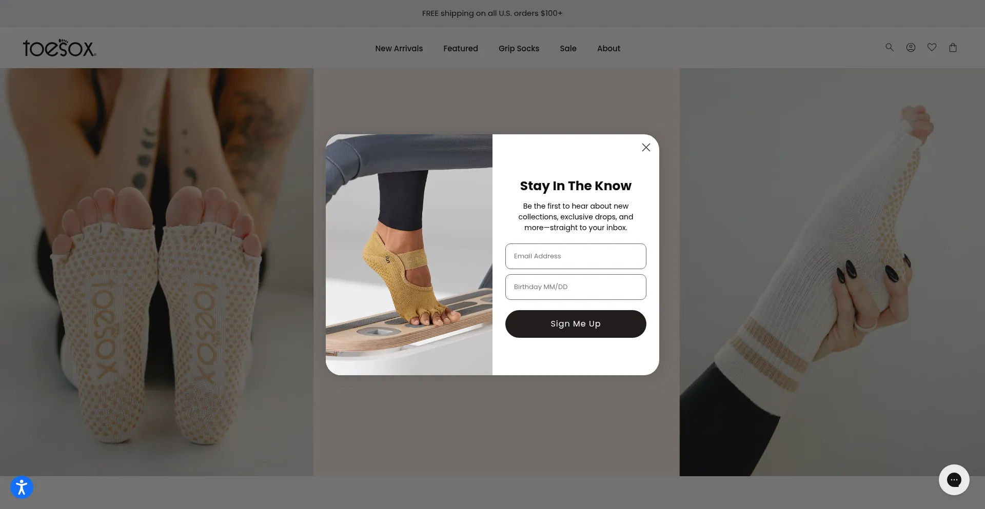 Website screenshot of Toesox.com
