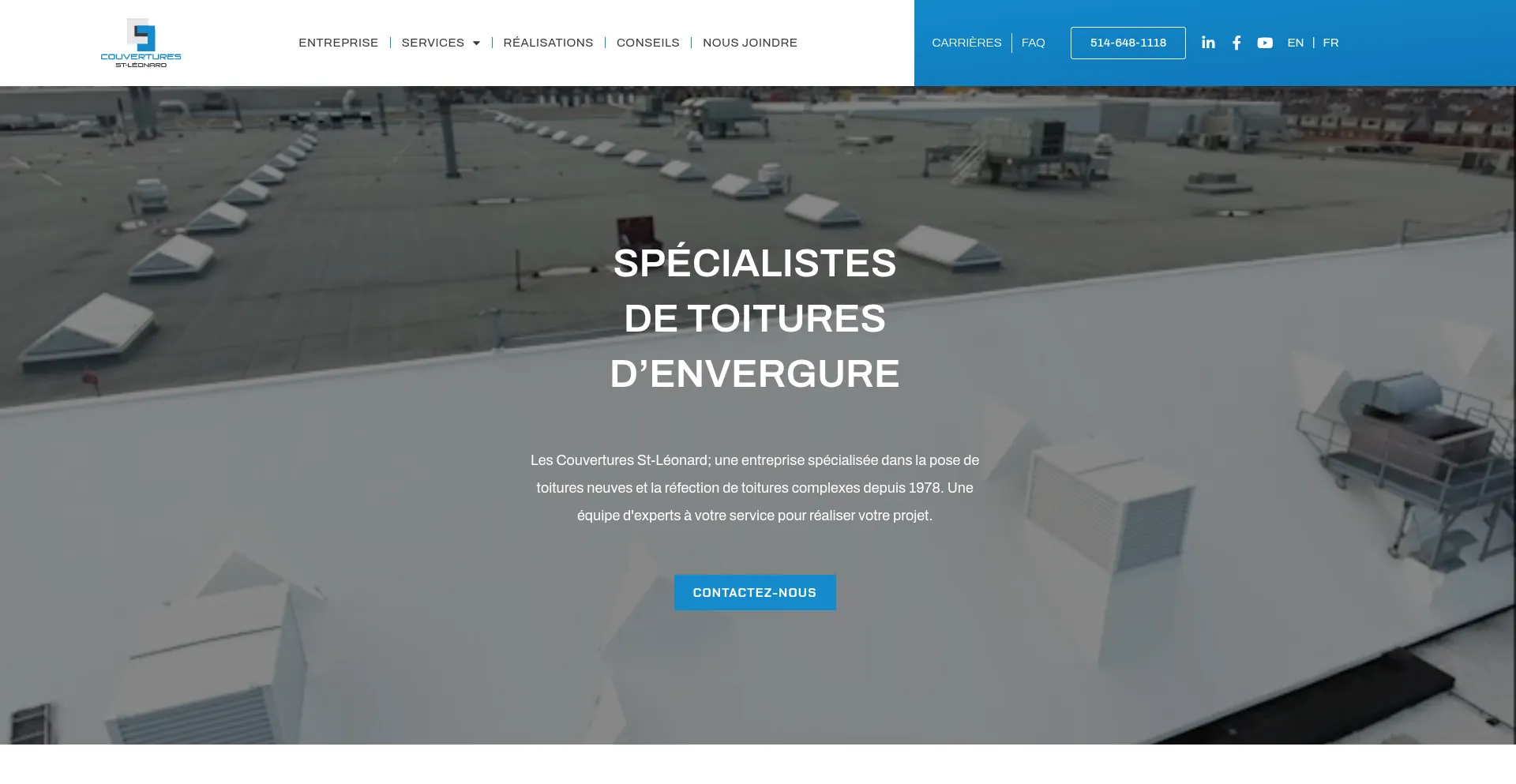 Website screenshot of Toiture.com