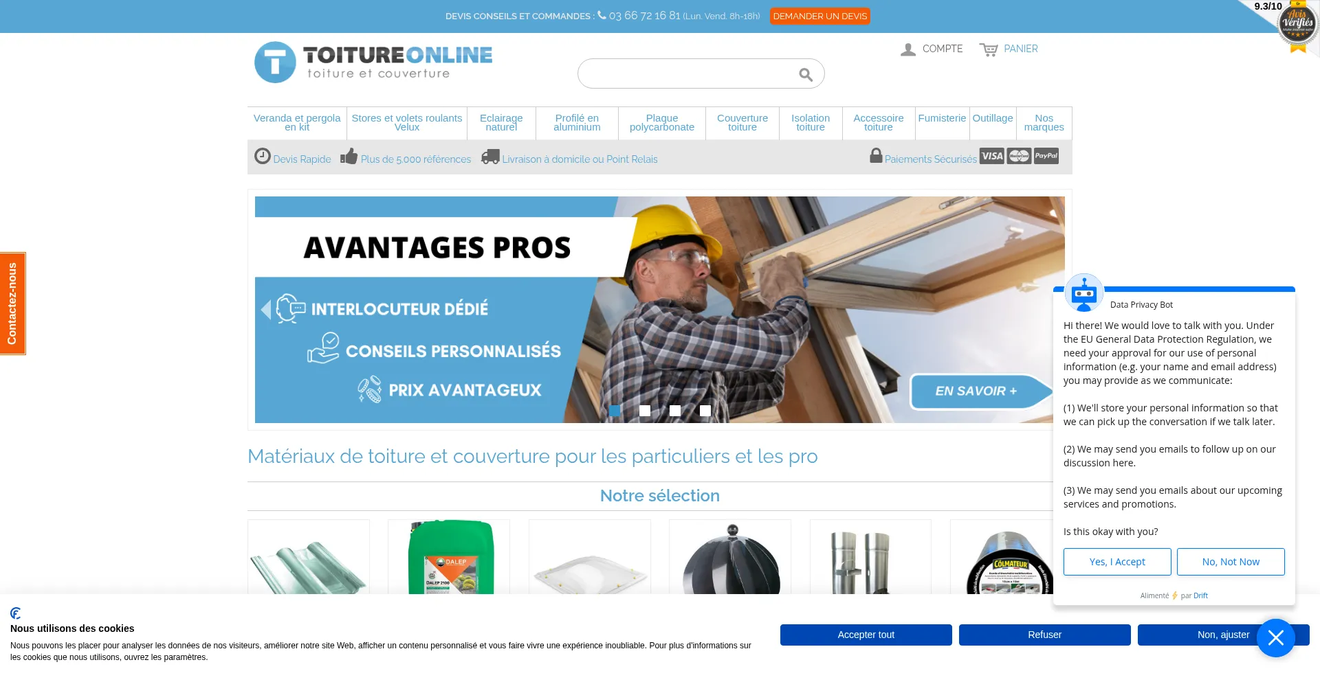 Website screenshot of Toiture-online.com