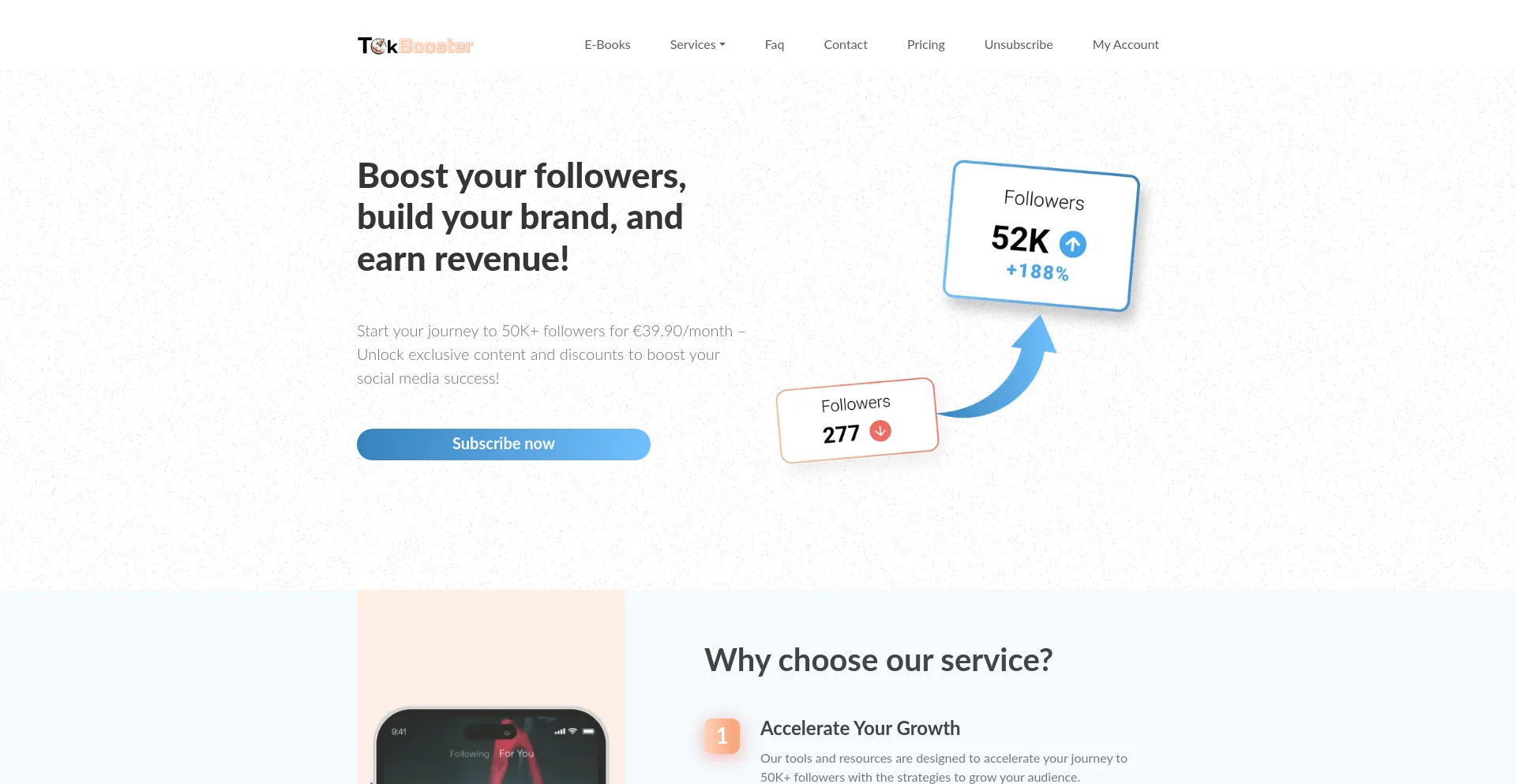 Tokbooster.com Screenshot