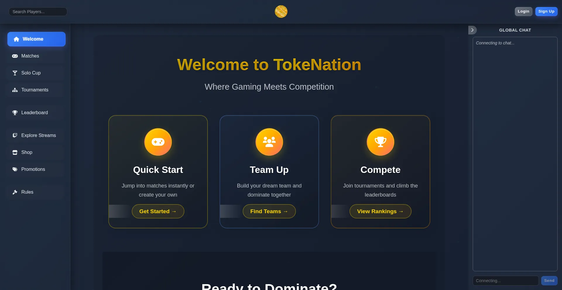 Website screenshot of Tokenationgg.com