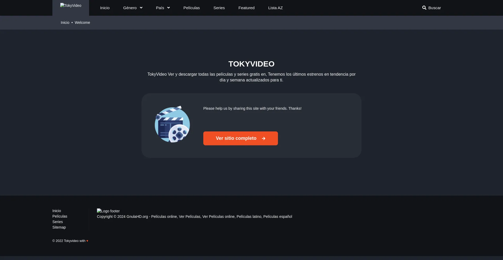 Website screenshot of Tokyvideo.org