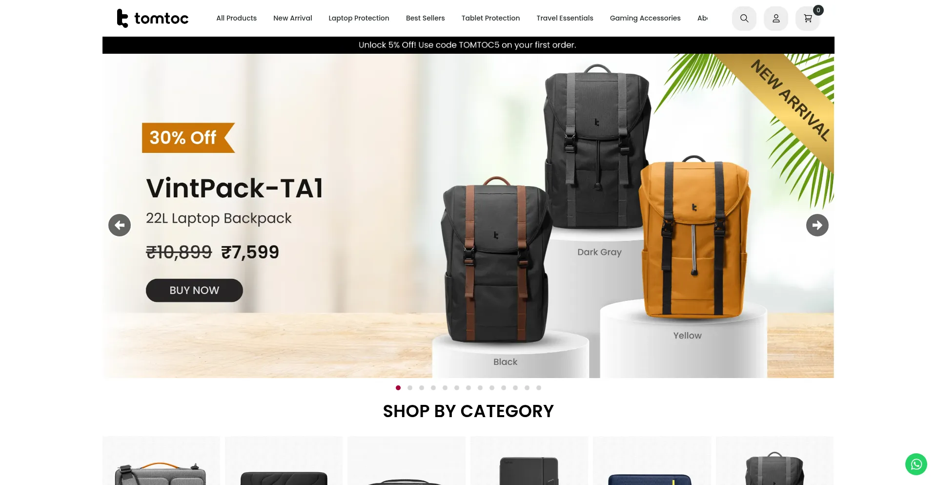 Website screenshot of Tomtoc.in
