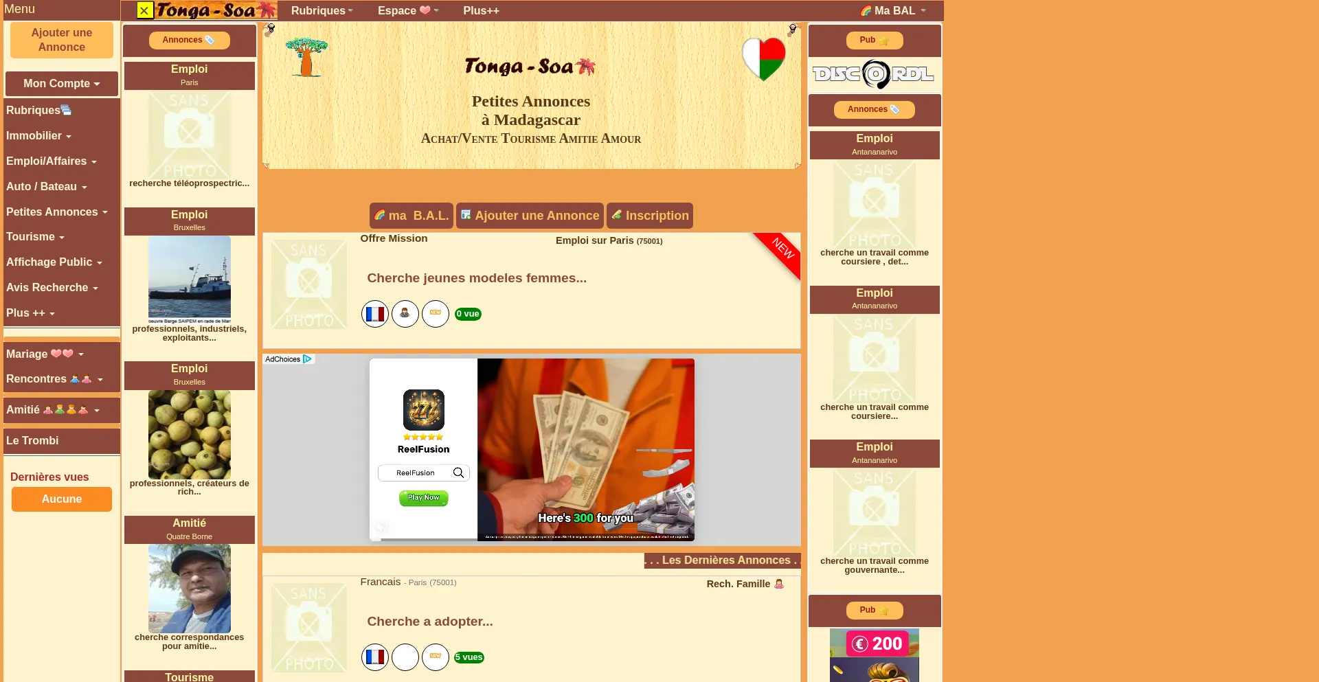 Website screenshot of Tonga-soa.com
