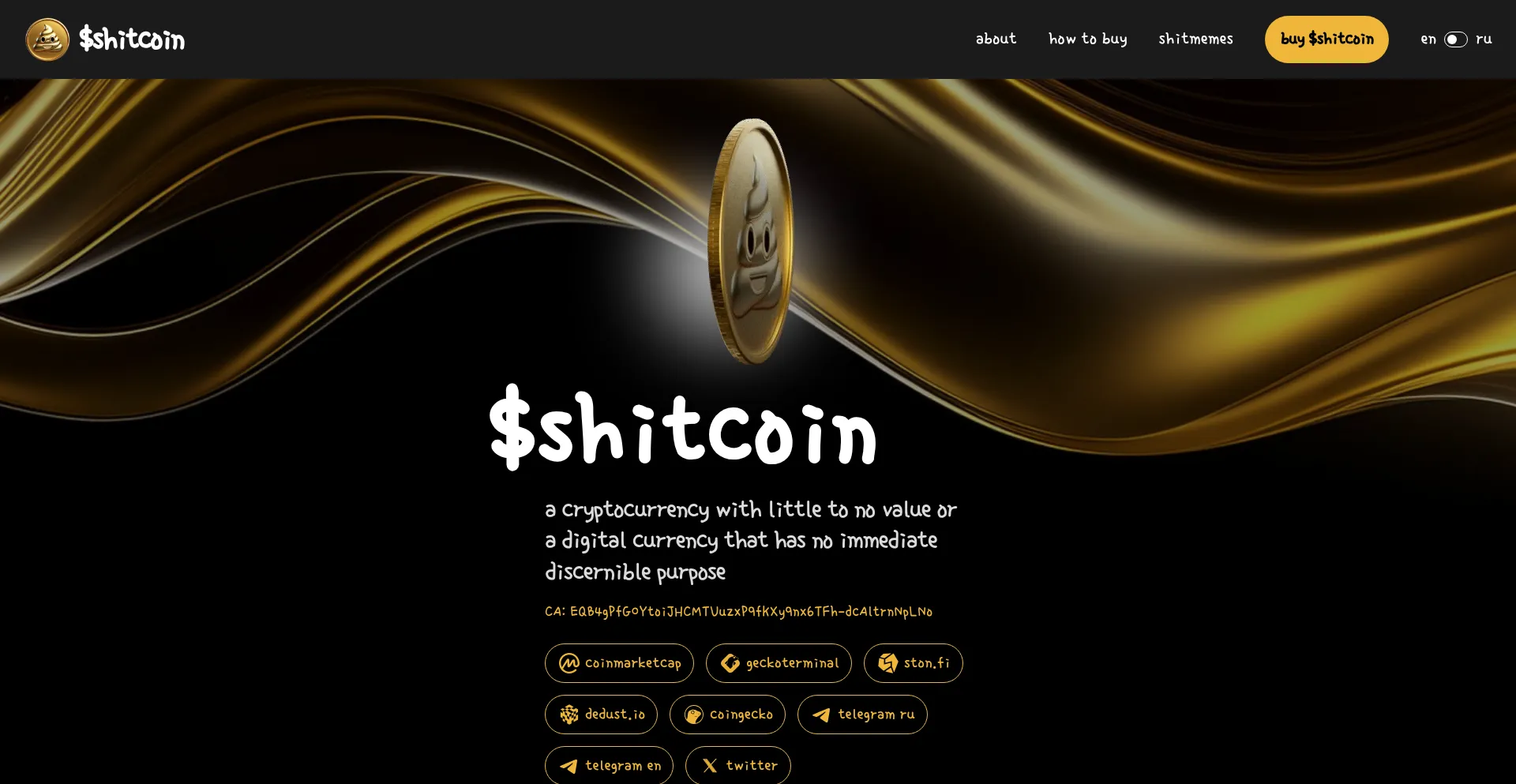 Website screenshot of Tonshitcoin.xyz