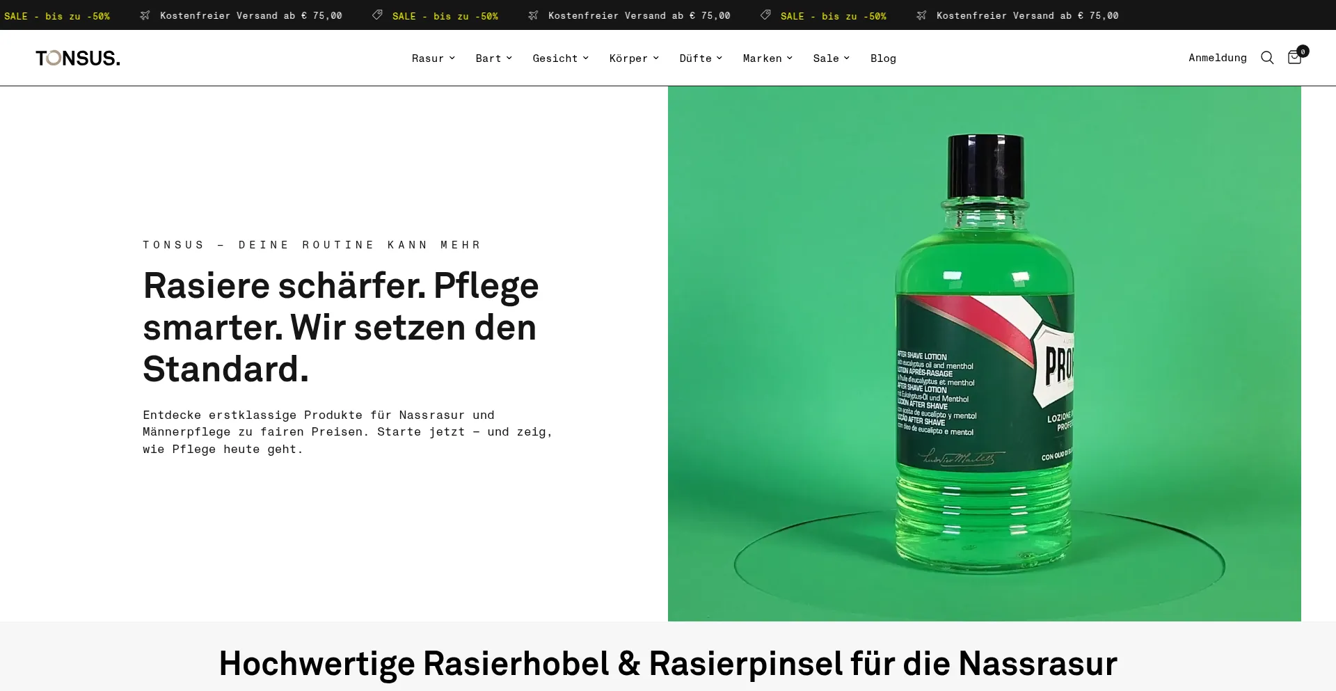 Website screenshot of Tonsus.com