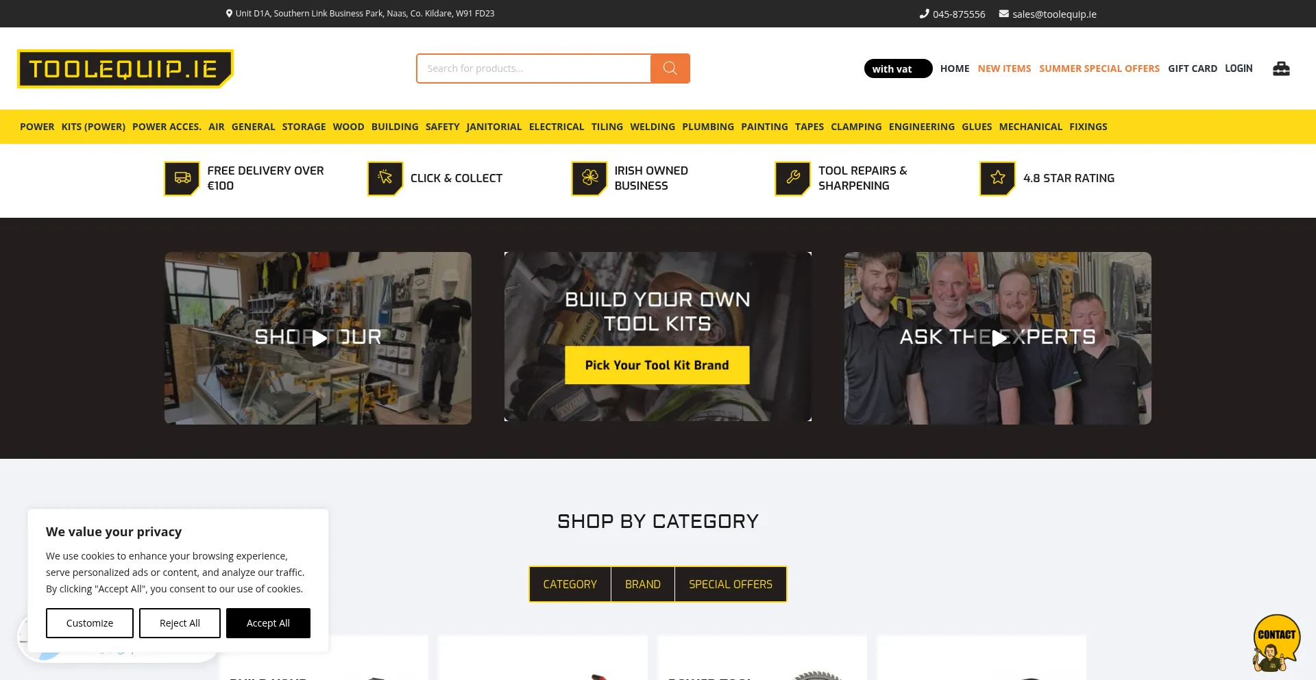 Website screenshot of Toolequip.ie