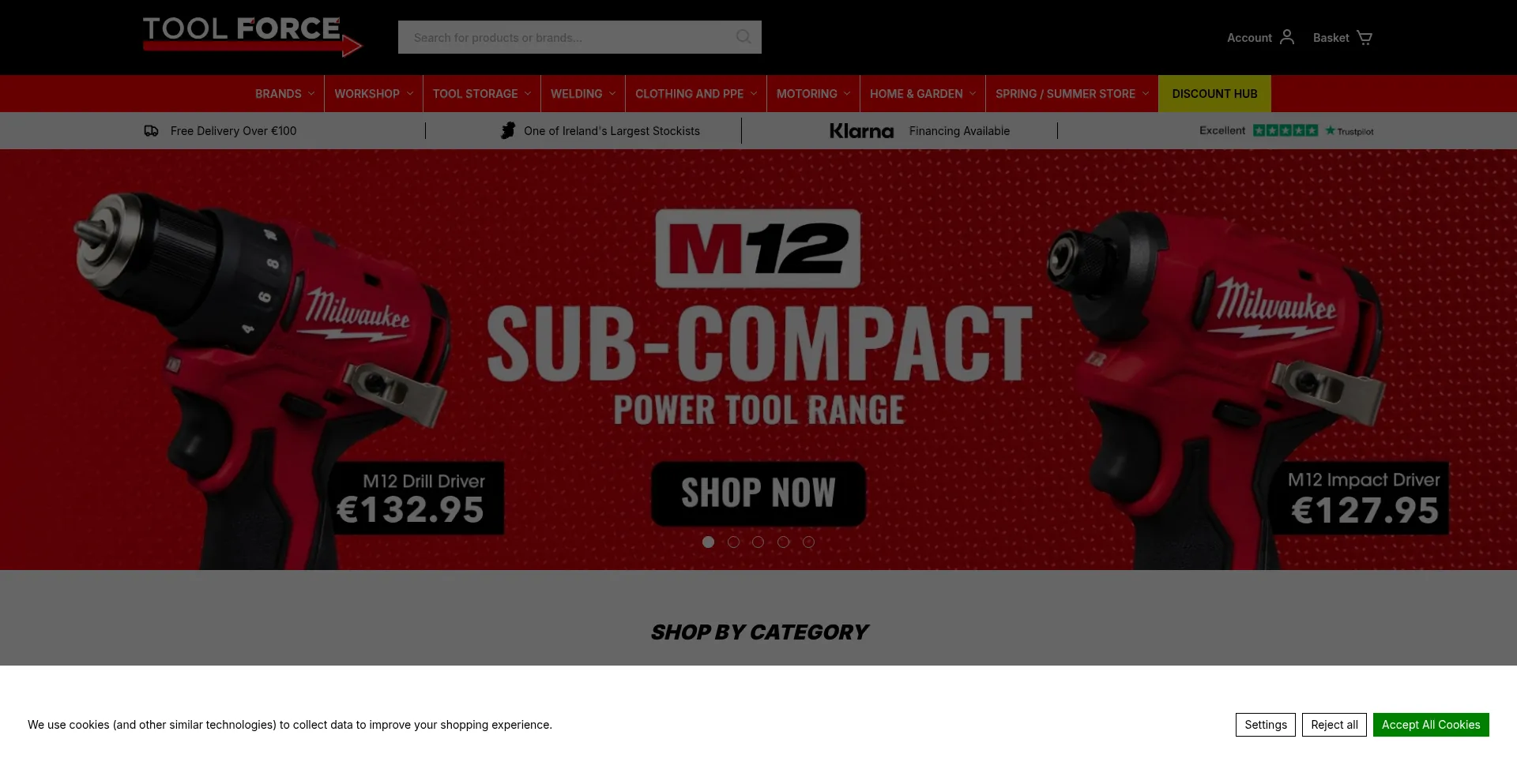 Website screenshot of Toolforce.ie