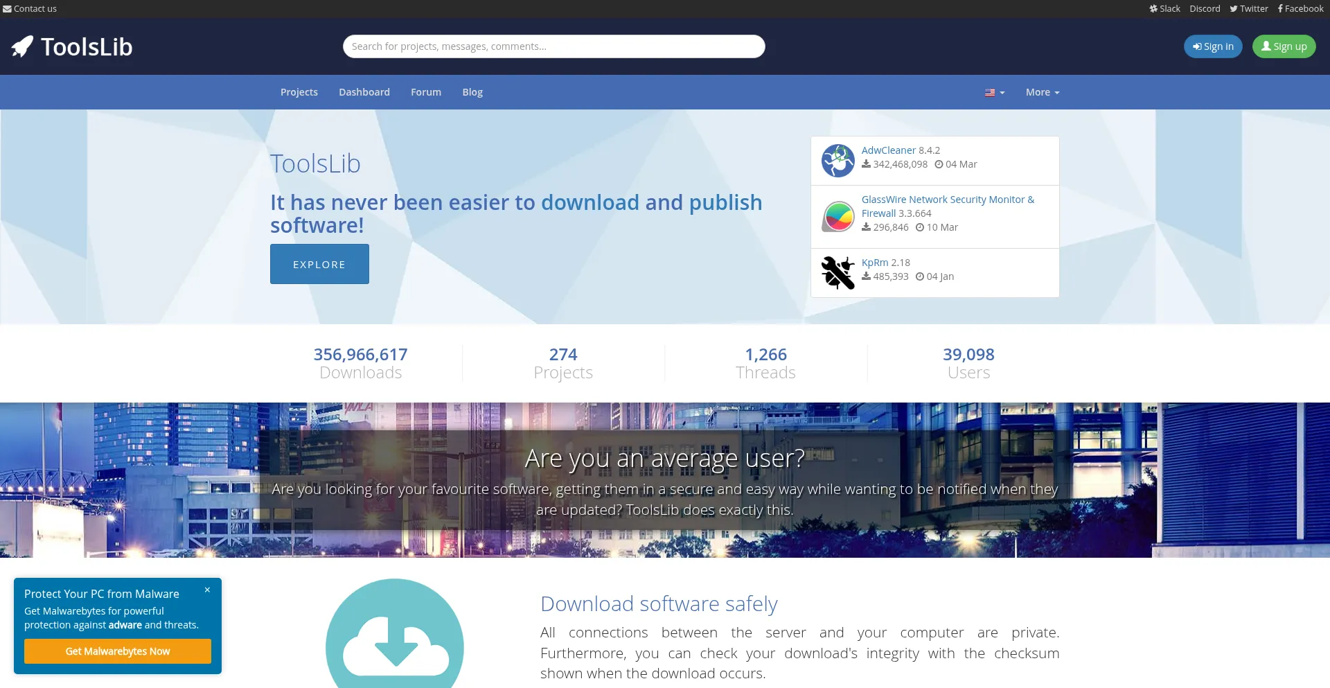 Website screenshot of Toolslib.net