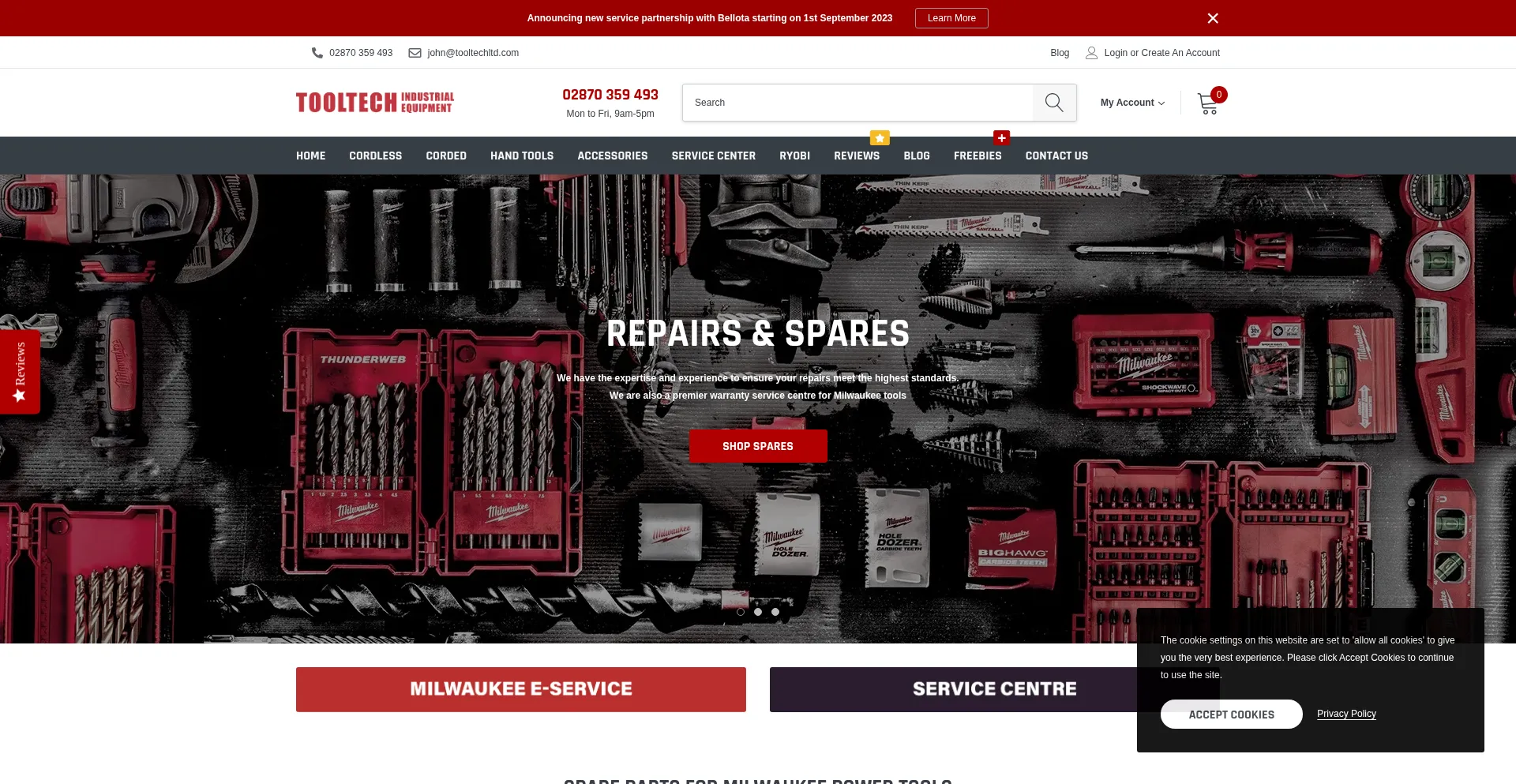 Website screenshot of Tooltechltd.com