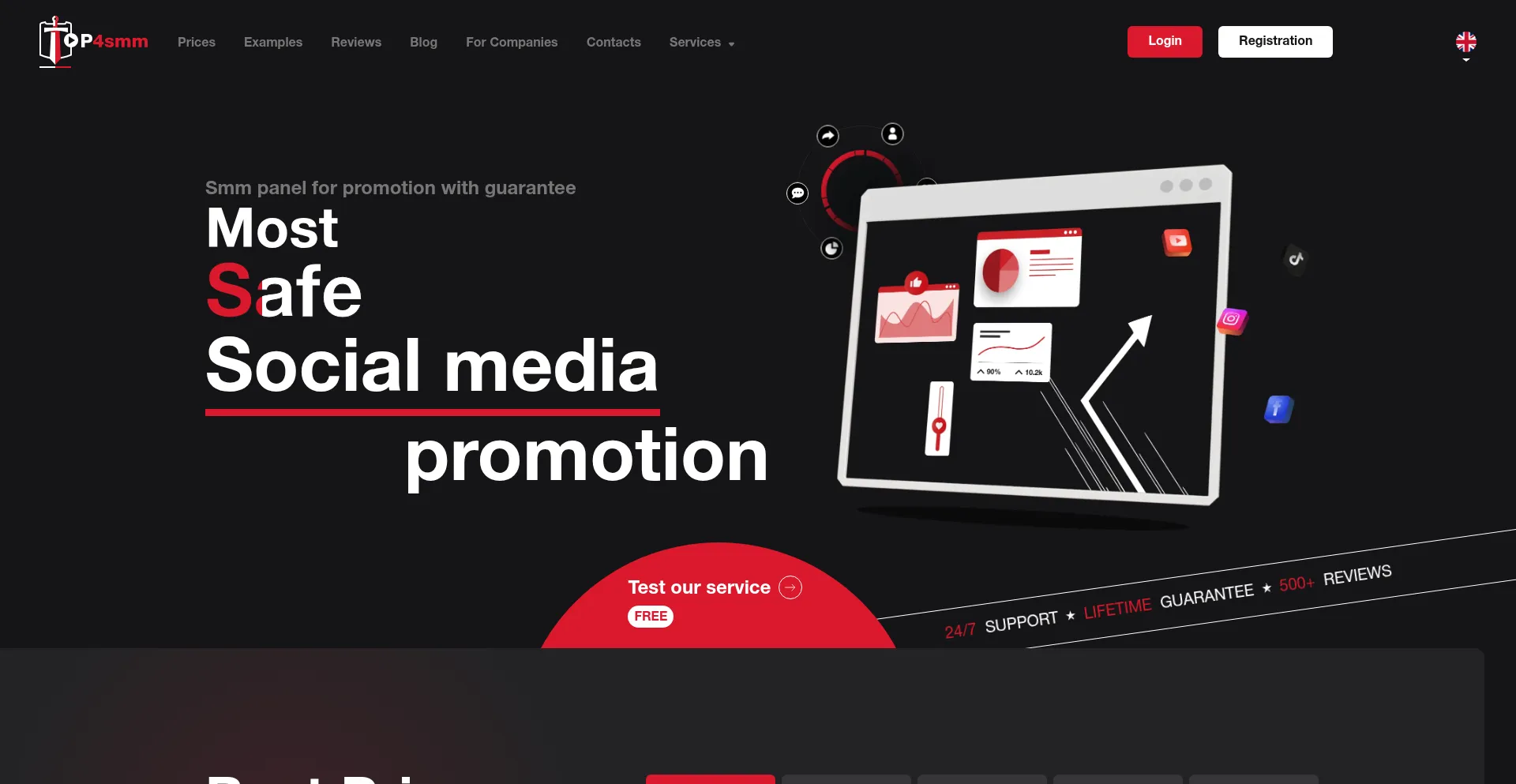 Website screenshot of Top4smm.com
