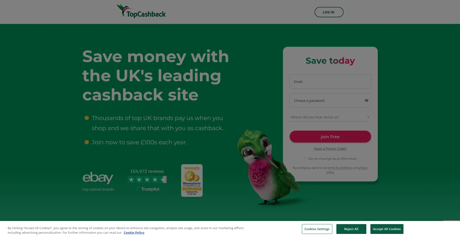 Topcashback.co.uk Screenshot