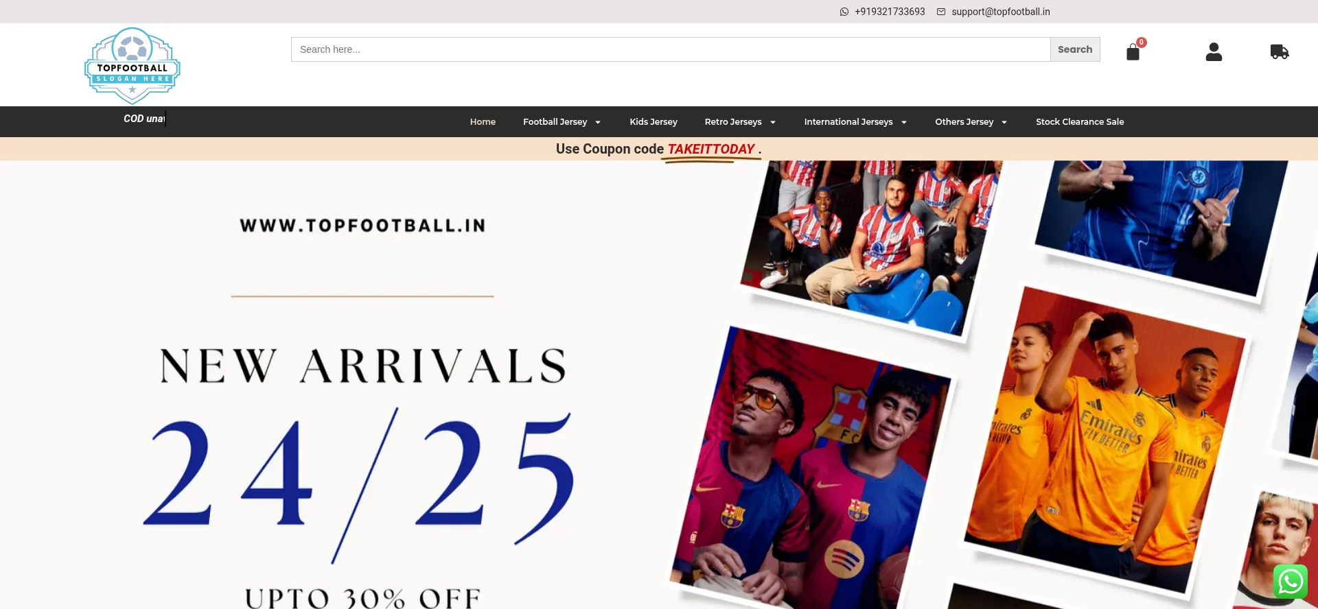 Website screenshot of Topfootball.in