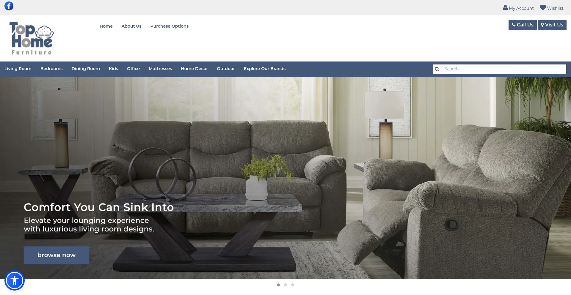 Website screenshot of Tophomefurniture.com