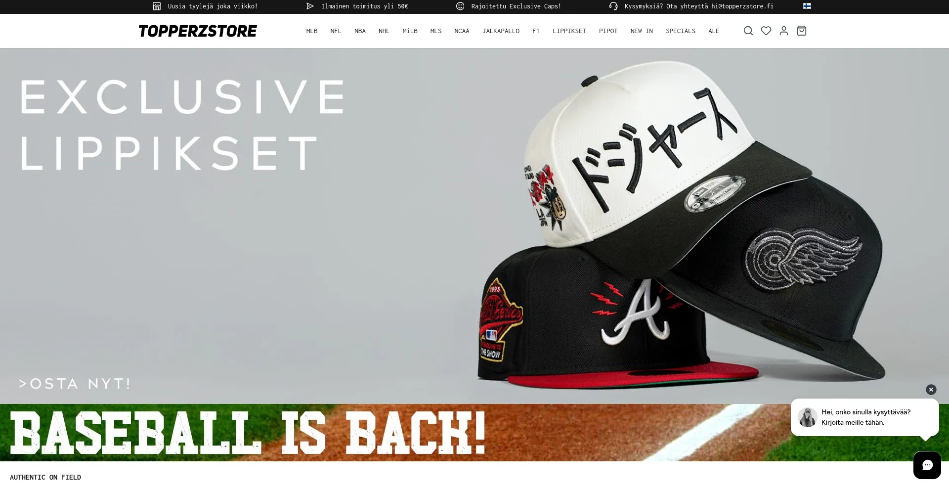 Website screenshot of Topperzstore.fi