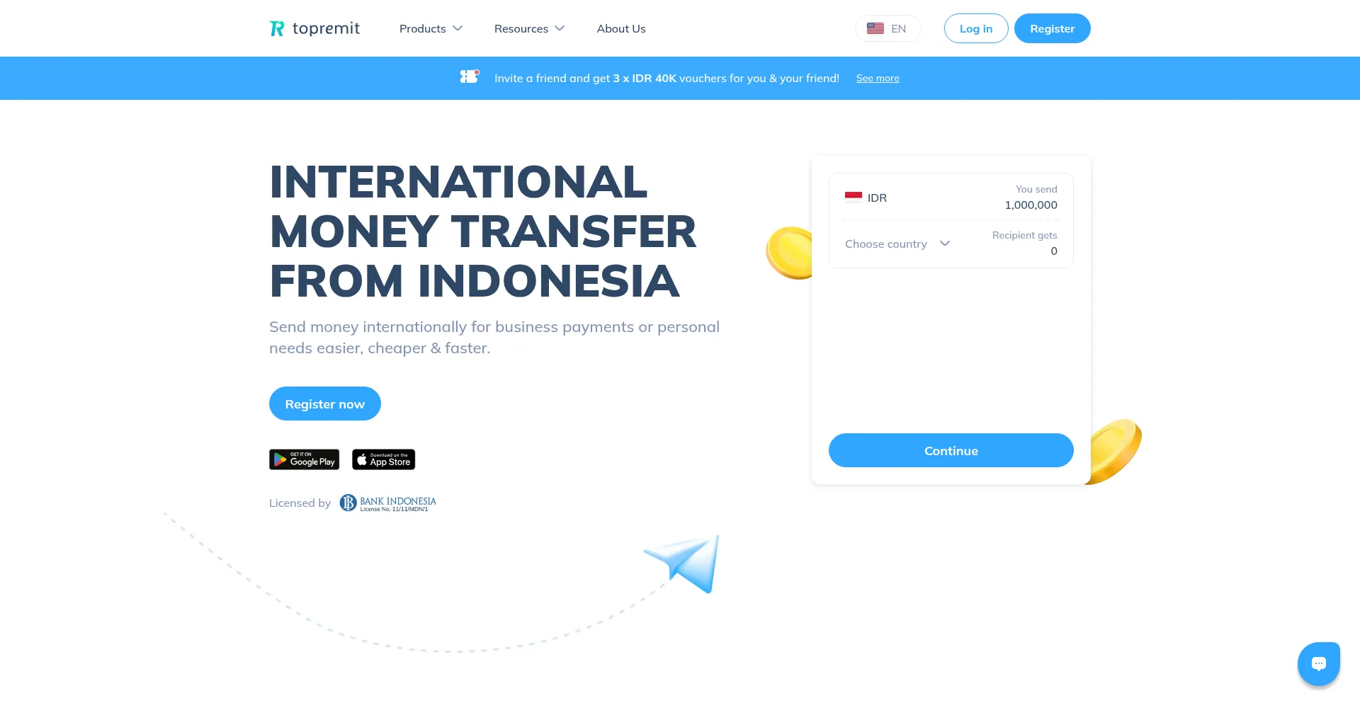 Website screenshot of Topremit.com