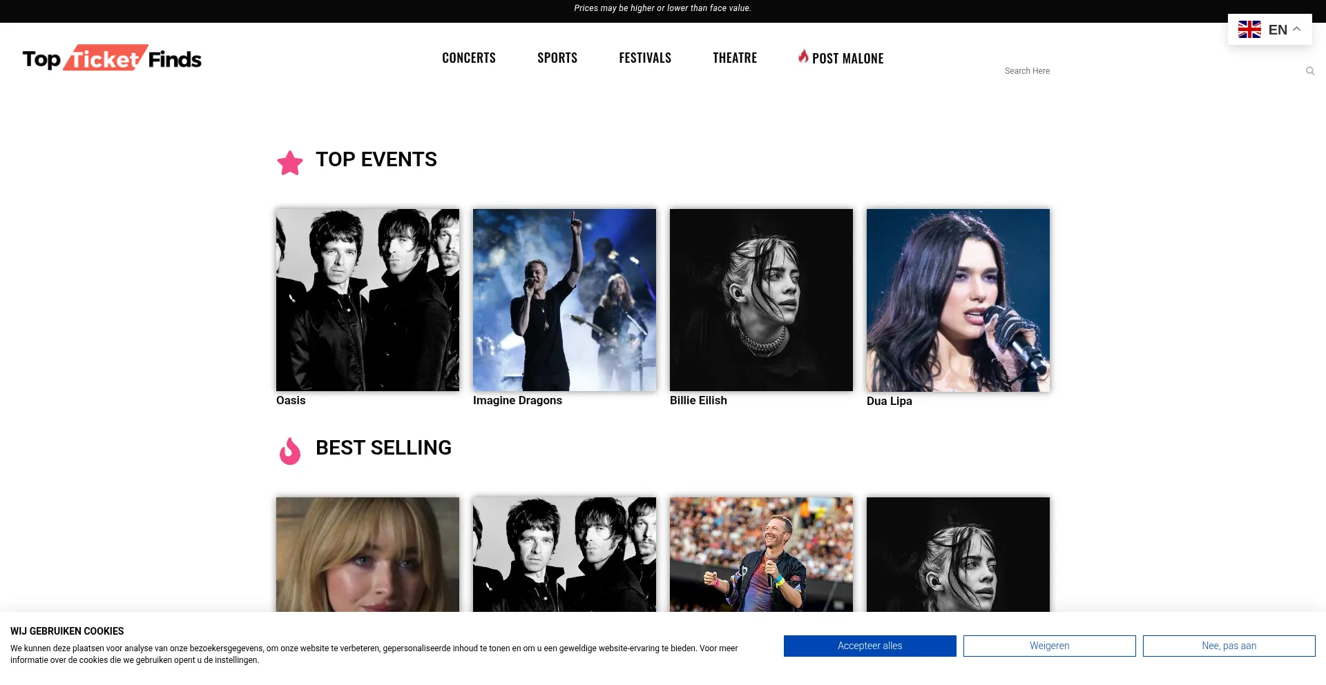 Website screenshot of Topticketfinds.com